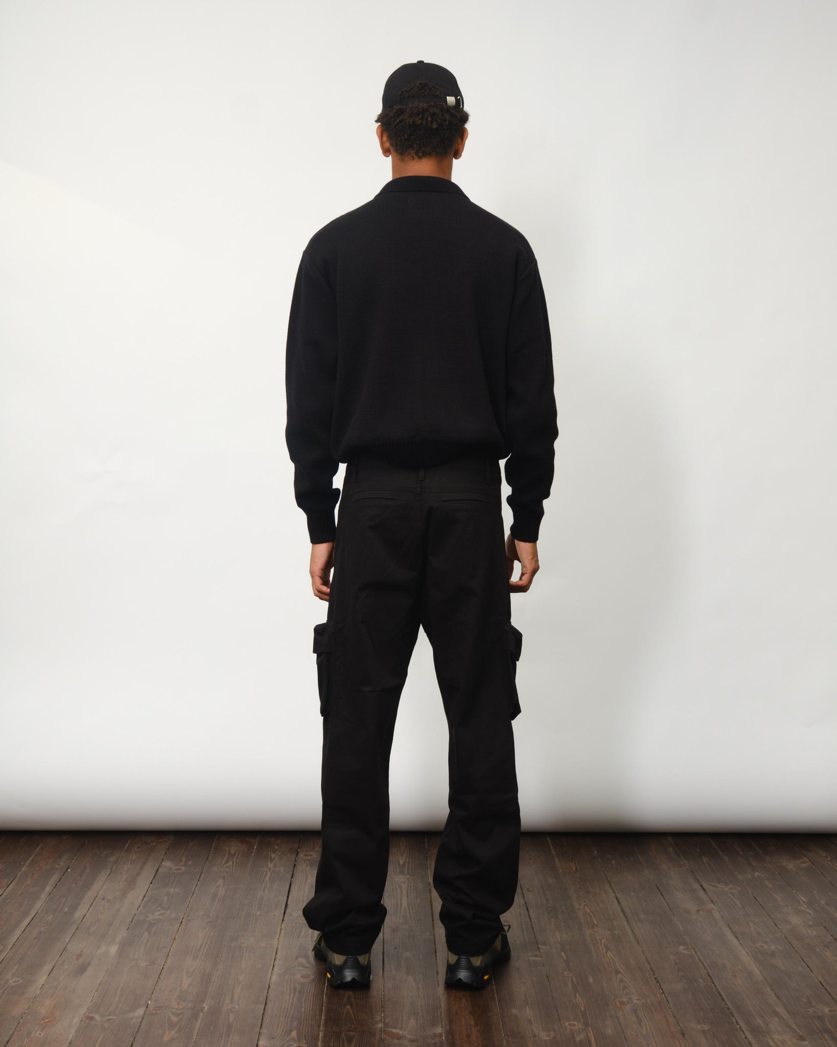 3D Pockets Cotton Pants - Black