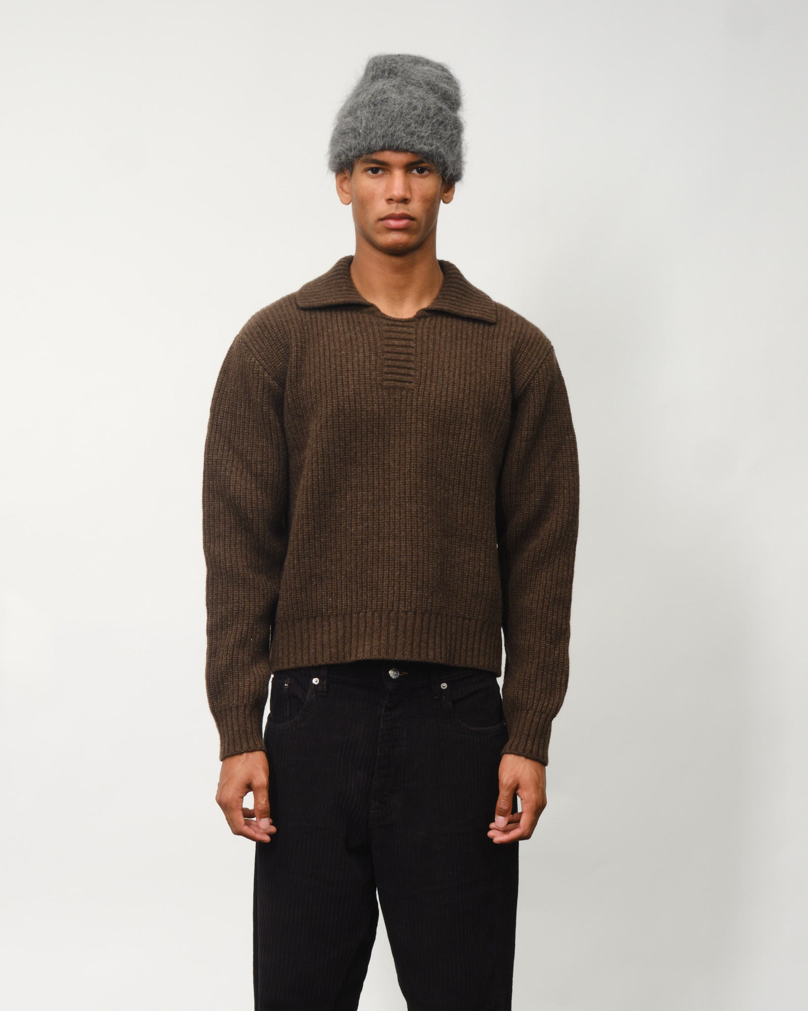 Collar Sweater - Dark Brown