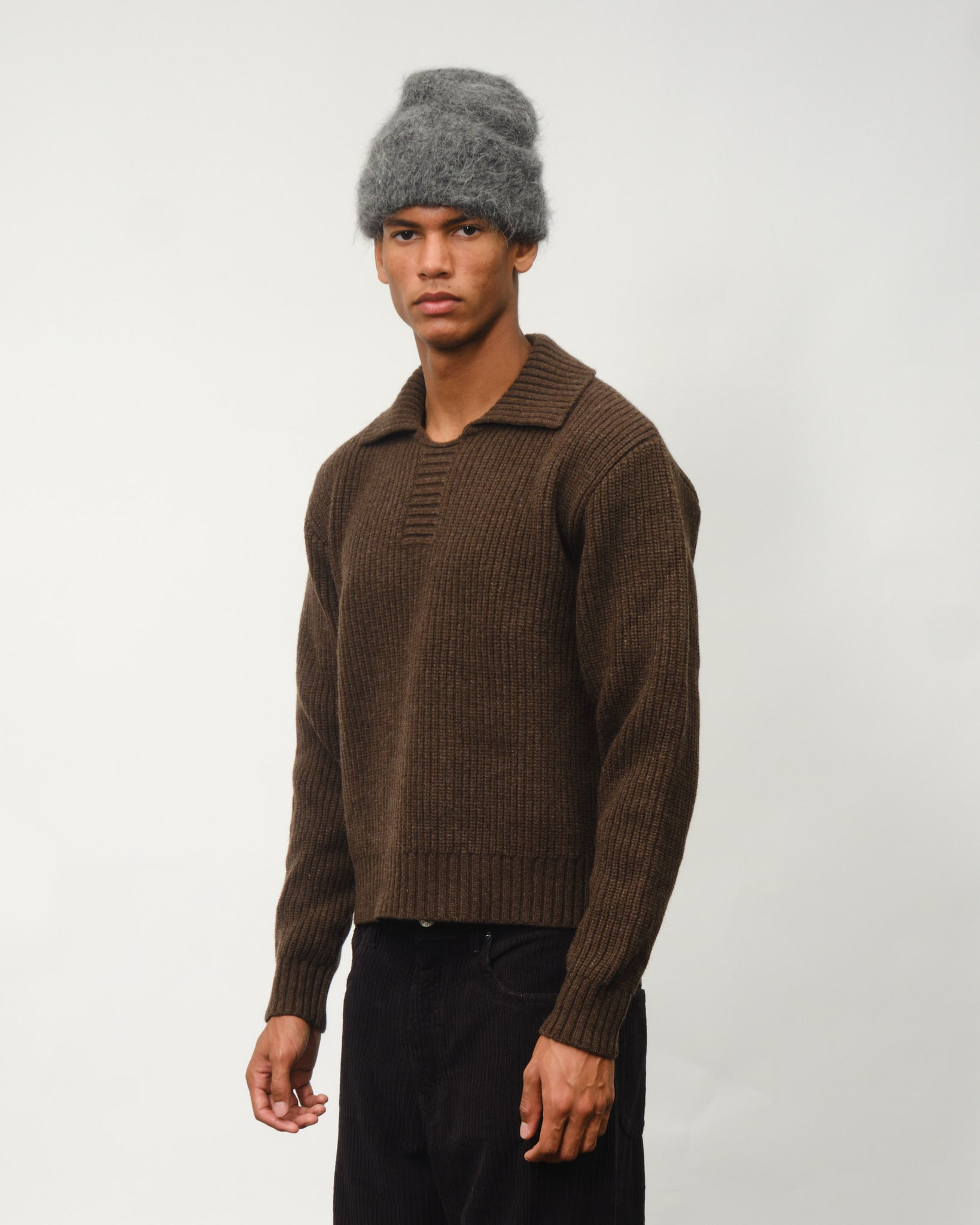 Collar Sweater - Dark Brown