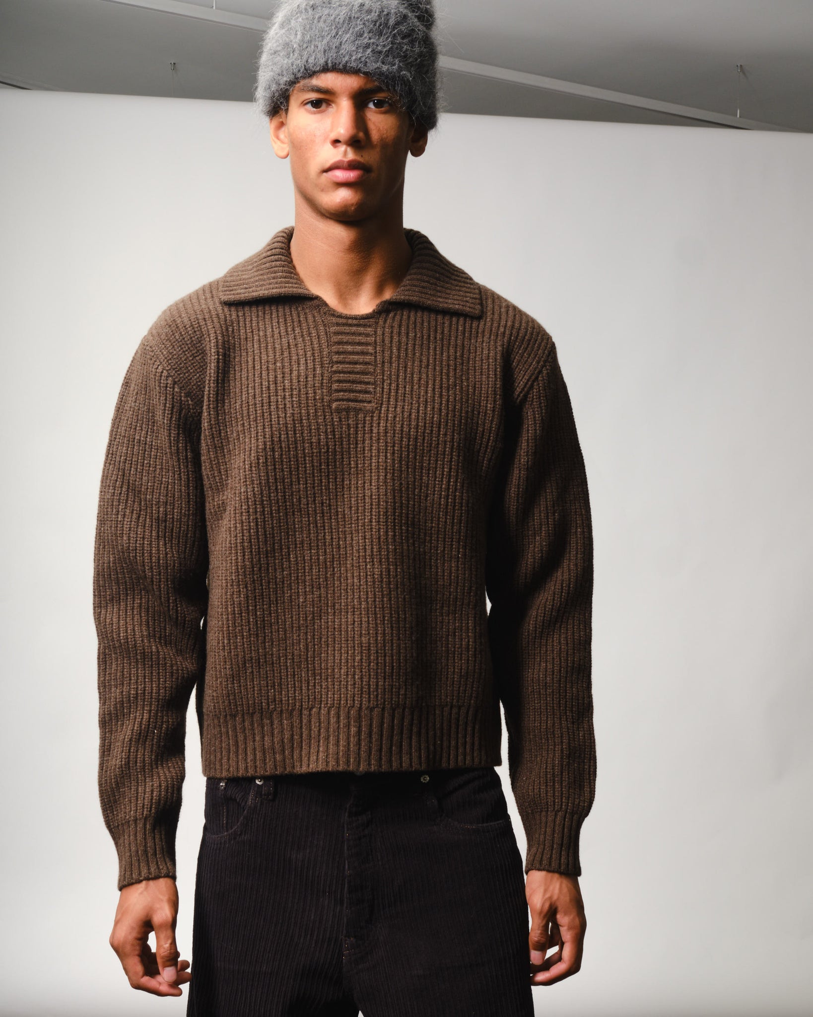 Collar Sweater - Dark Brown