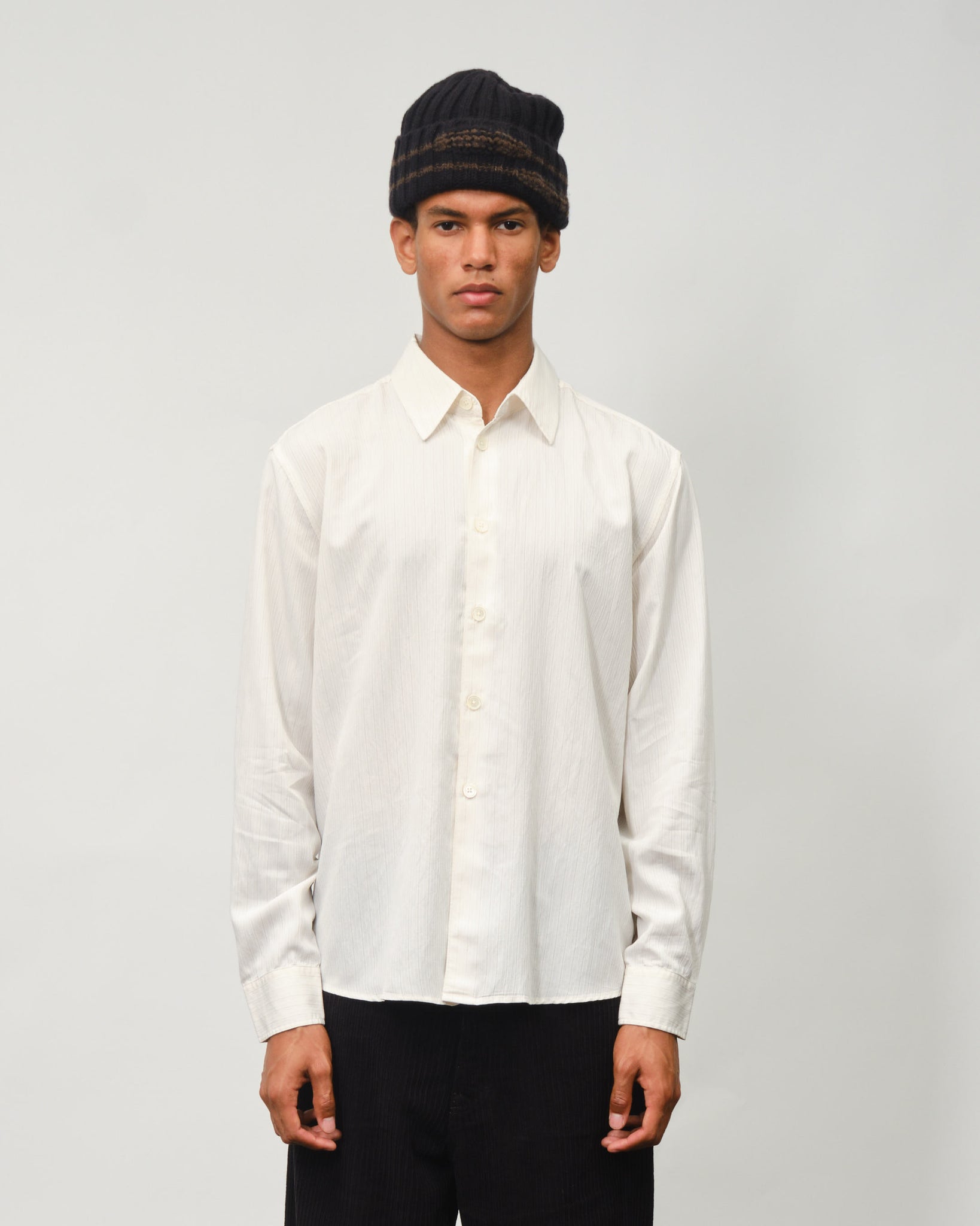 Beyond Shirt - Cream Stripe Ceremony Viscose