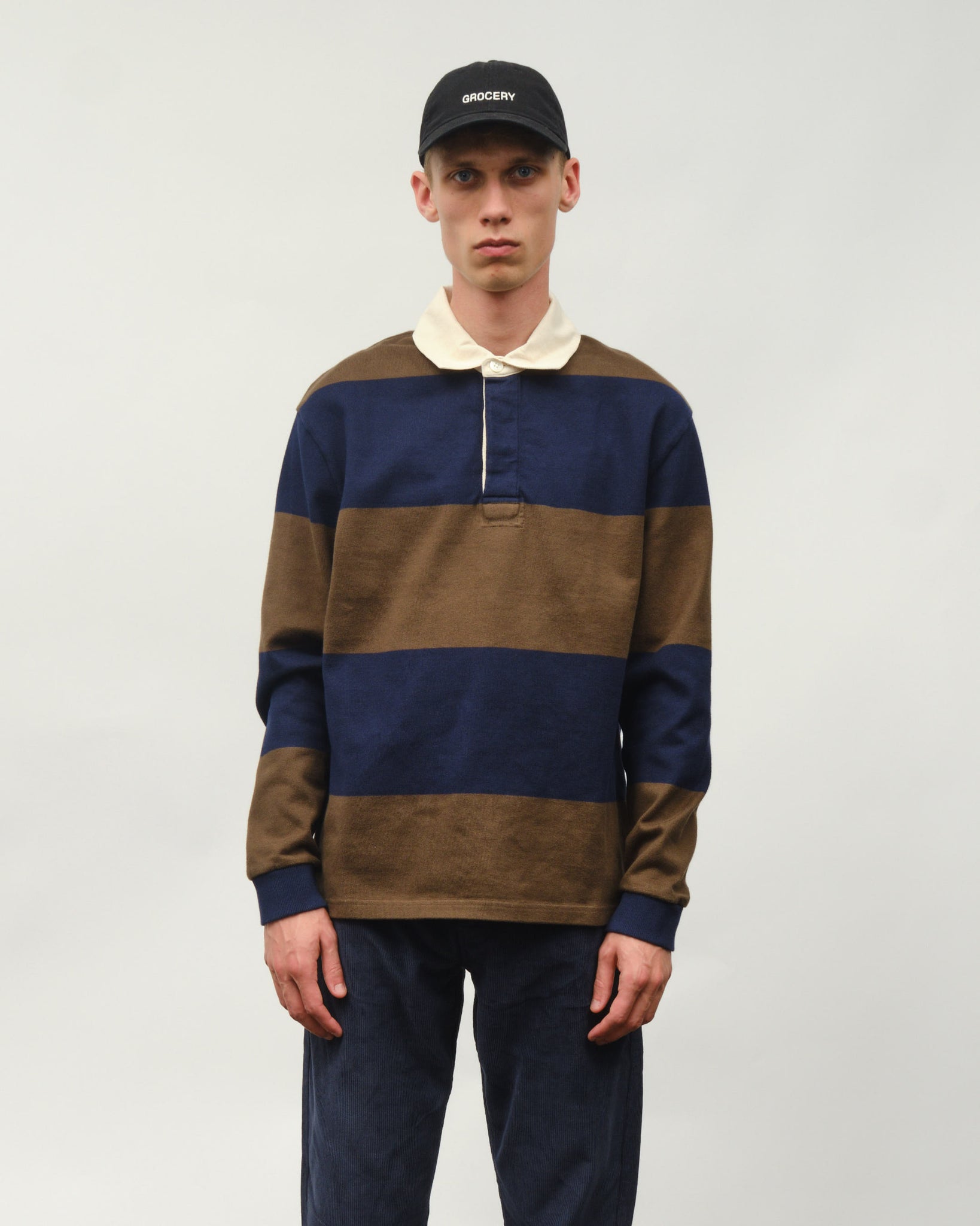 Another Rugby Polo 1.0 - Navy Brown Stripe