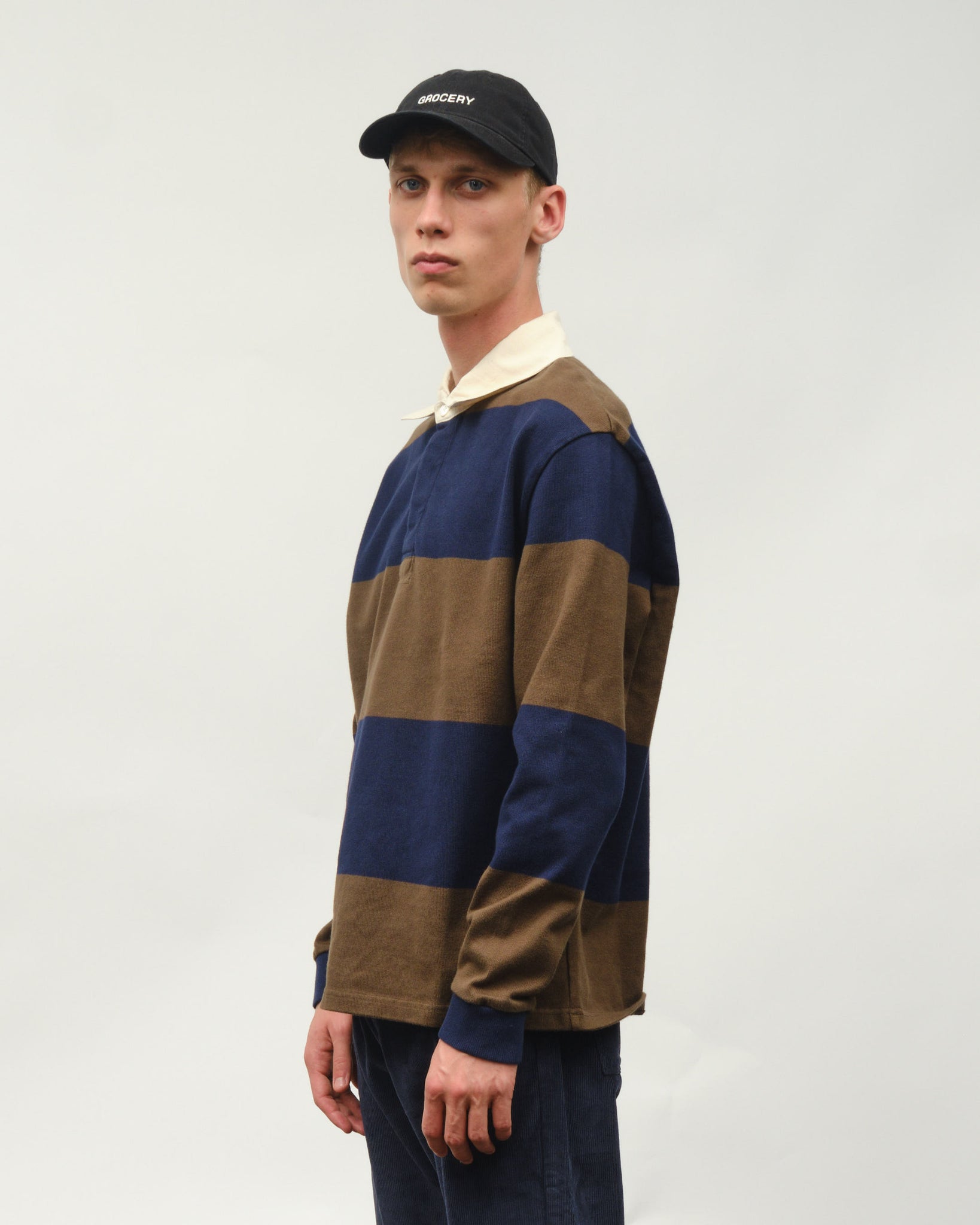 Another Rugby Polo 1.0 - Navy Brown Stripe