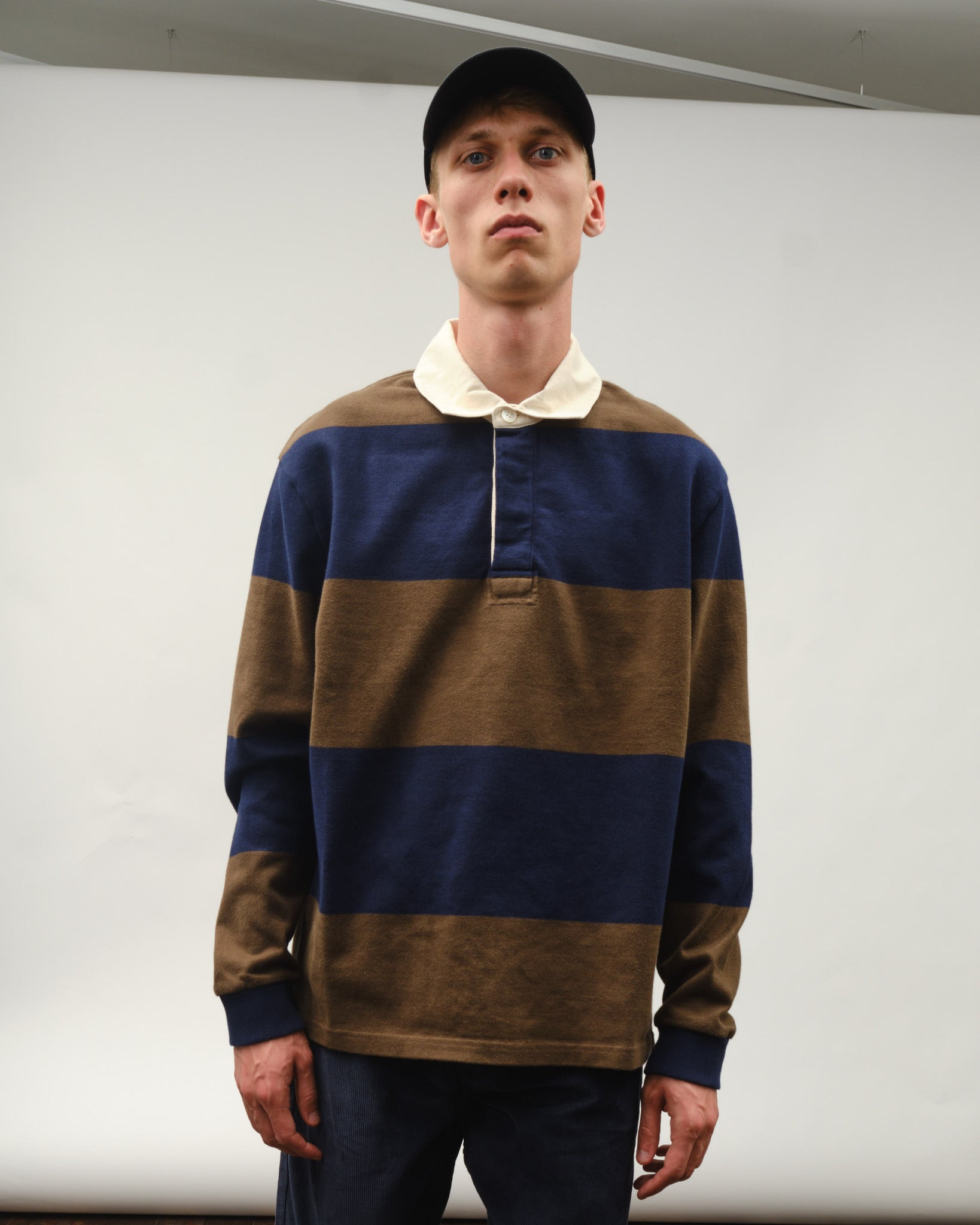 Another Rugby Polo 1.0 - Navy Brown Stripe