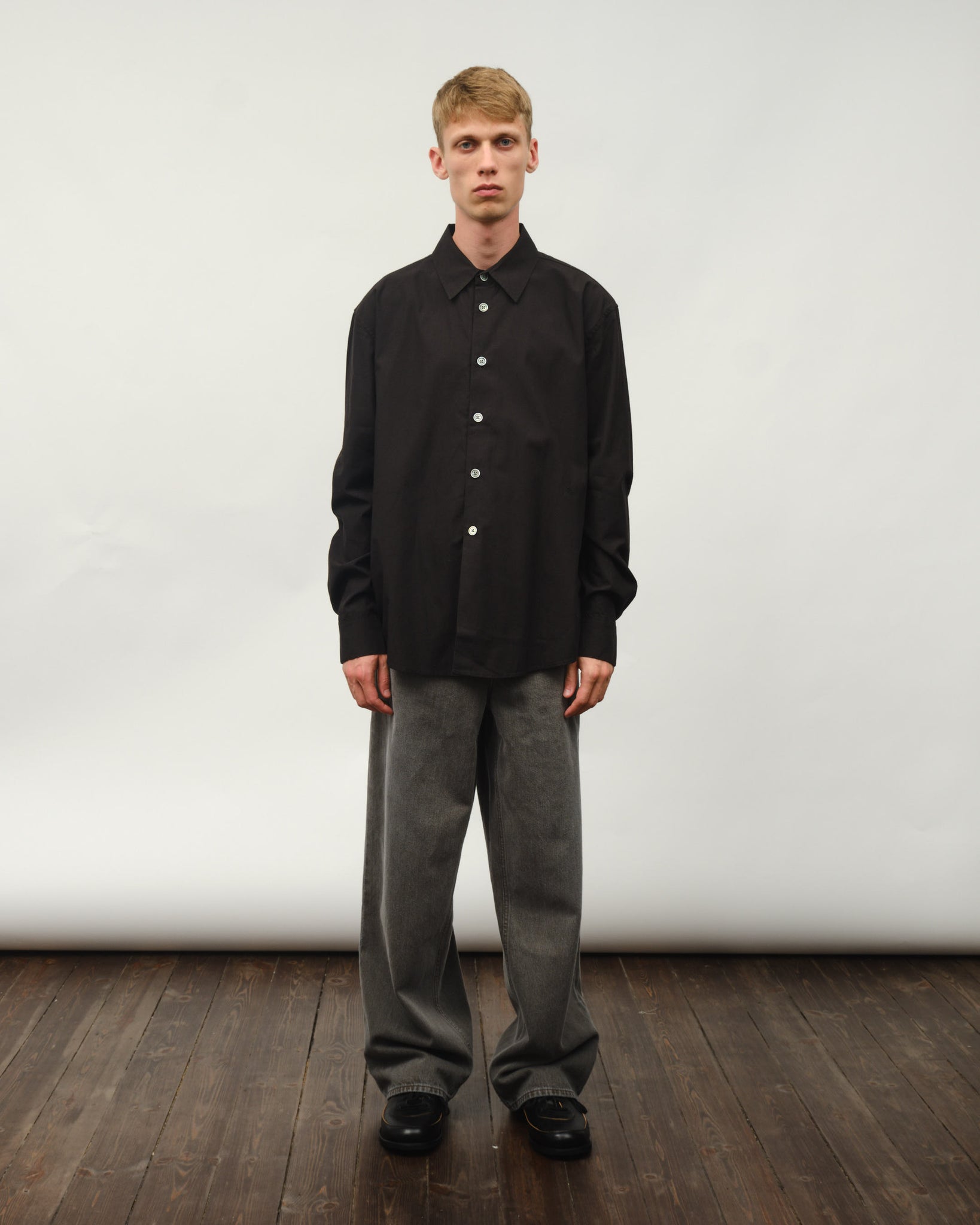 Beyond Shirt - Black Liquid Poplin