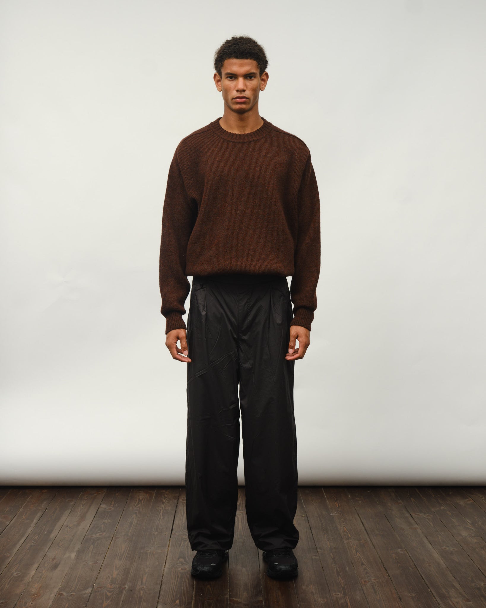 Felted Wool Crewneck - Rusty Brown