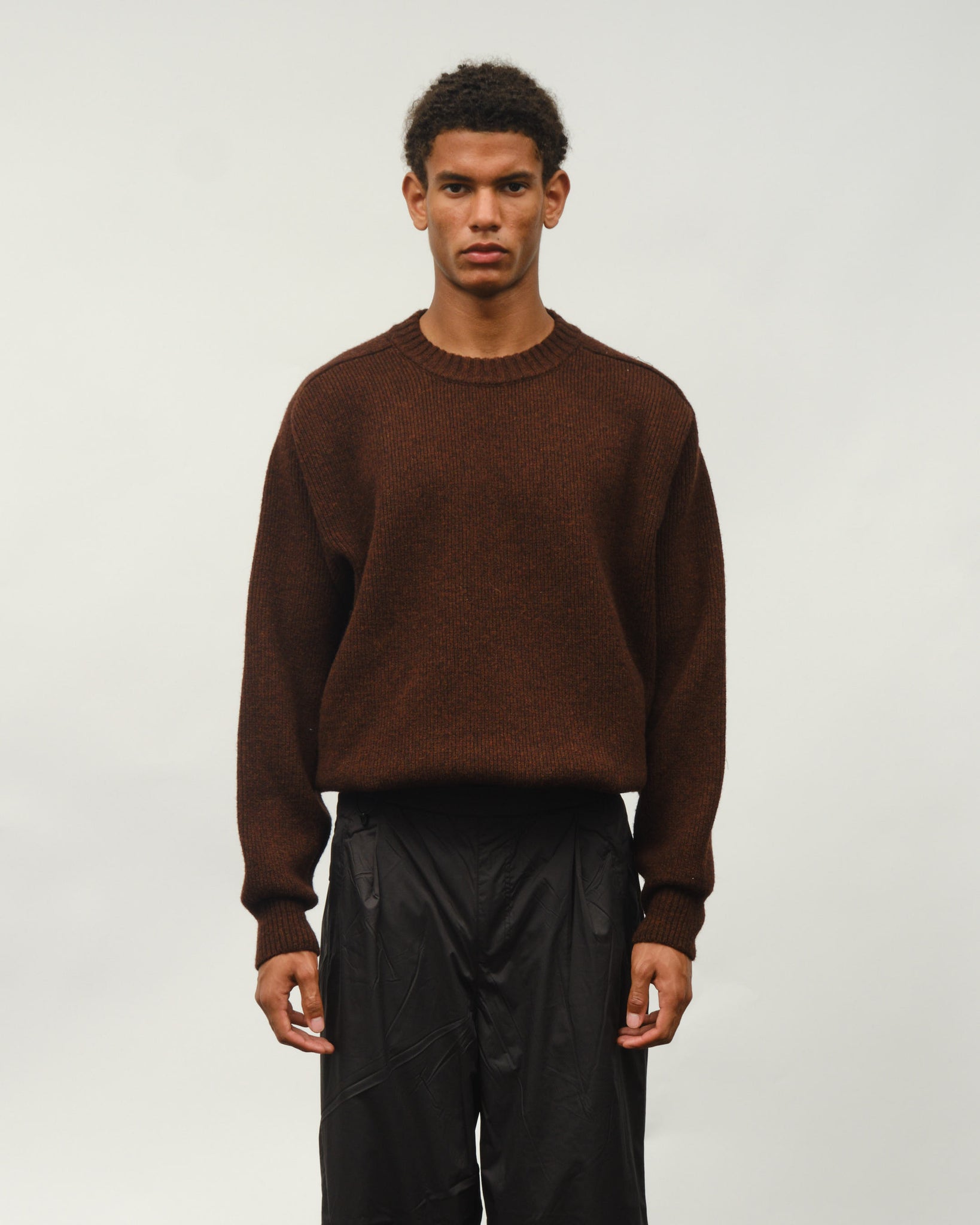 Felted Wool Crewneck - Rusty Brown