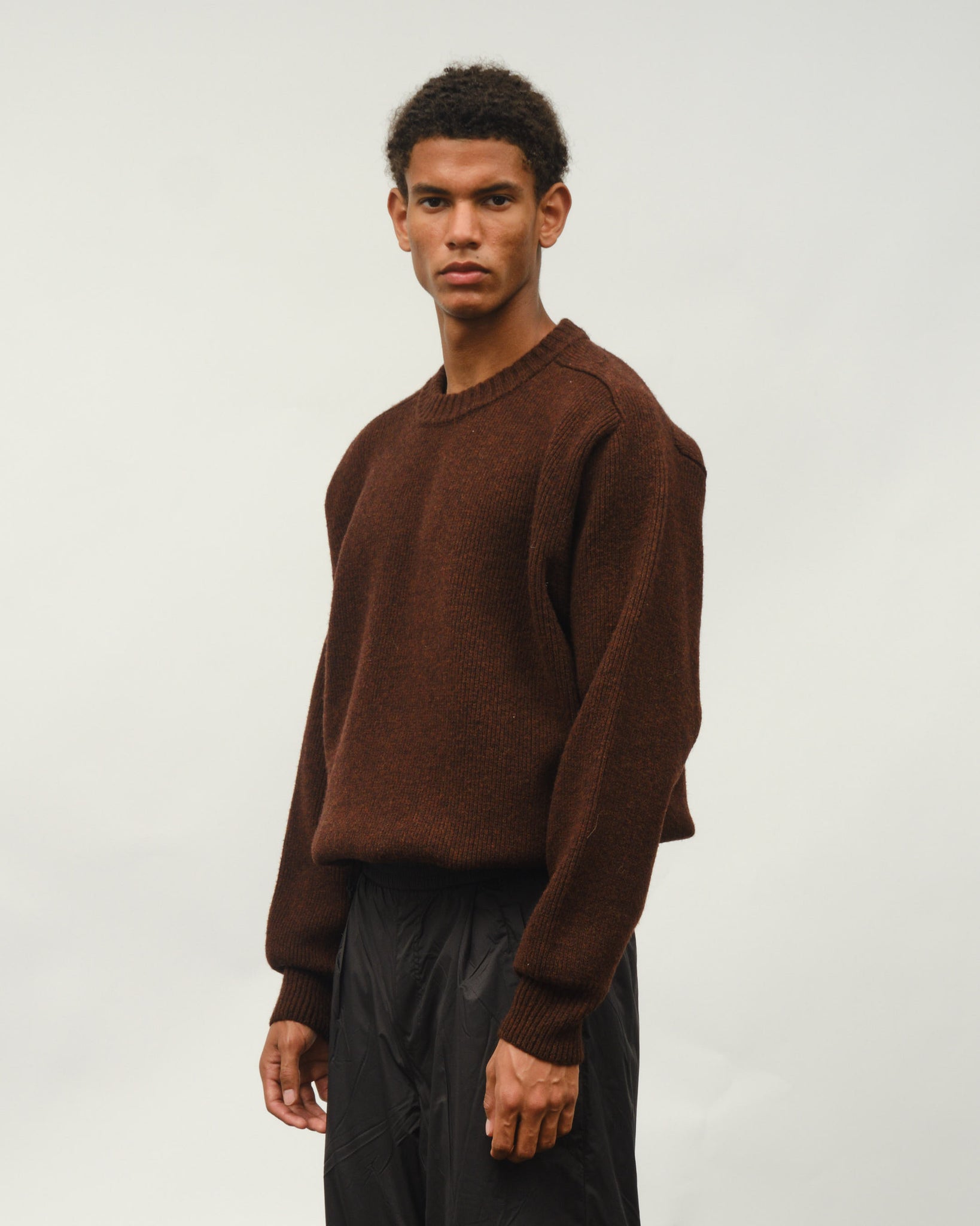 Felted Wool Crewneck - Rusty Brown