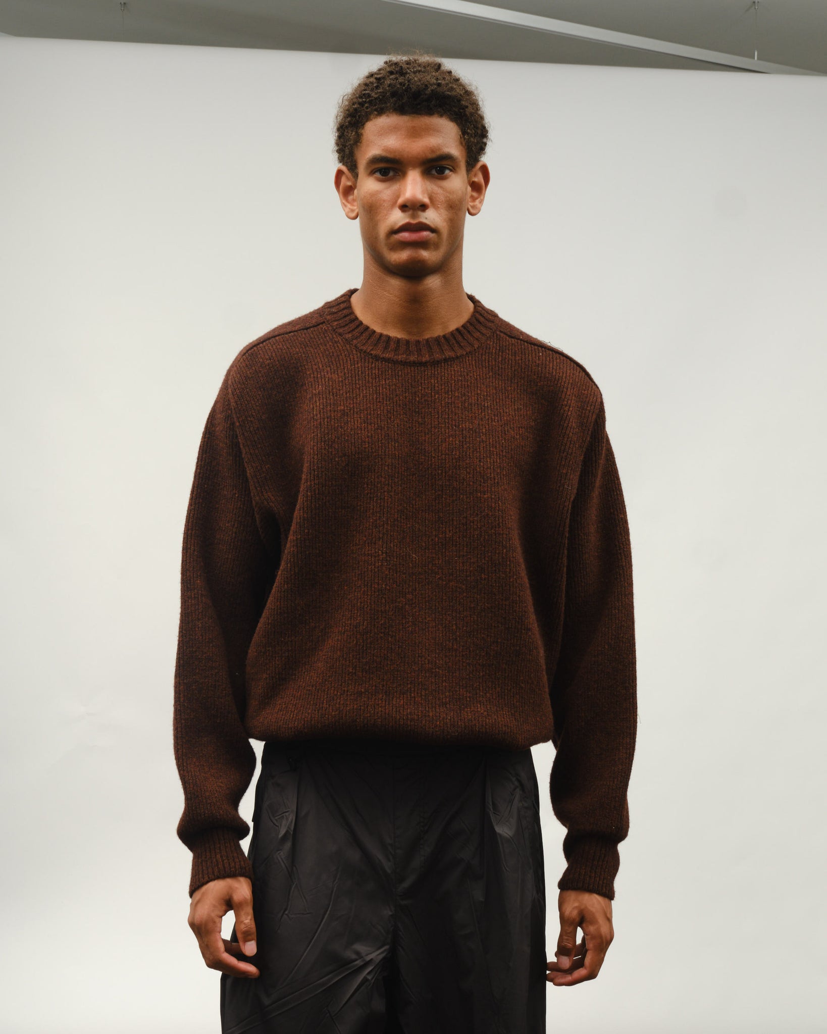 Felted Wool Crewneck - Rusty Brown