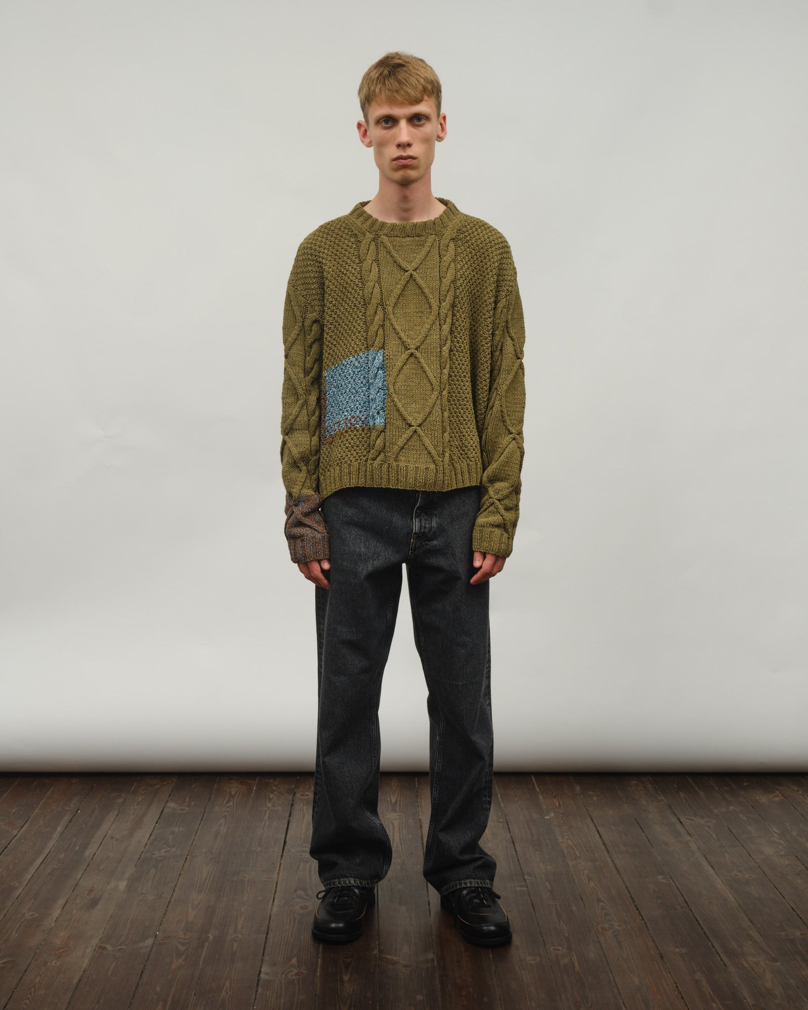 Cable Jumper - Olive Darn Knit