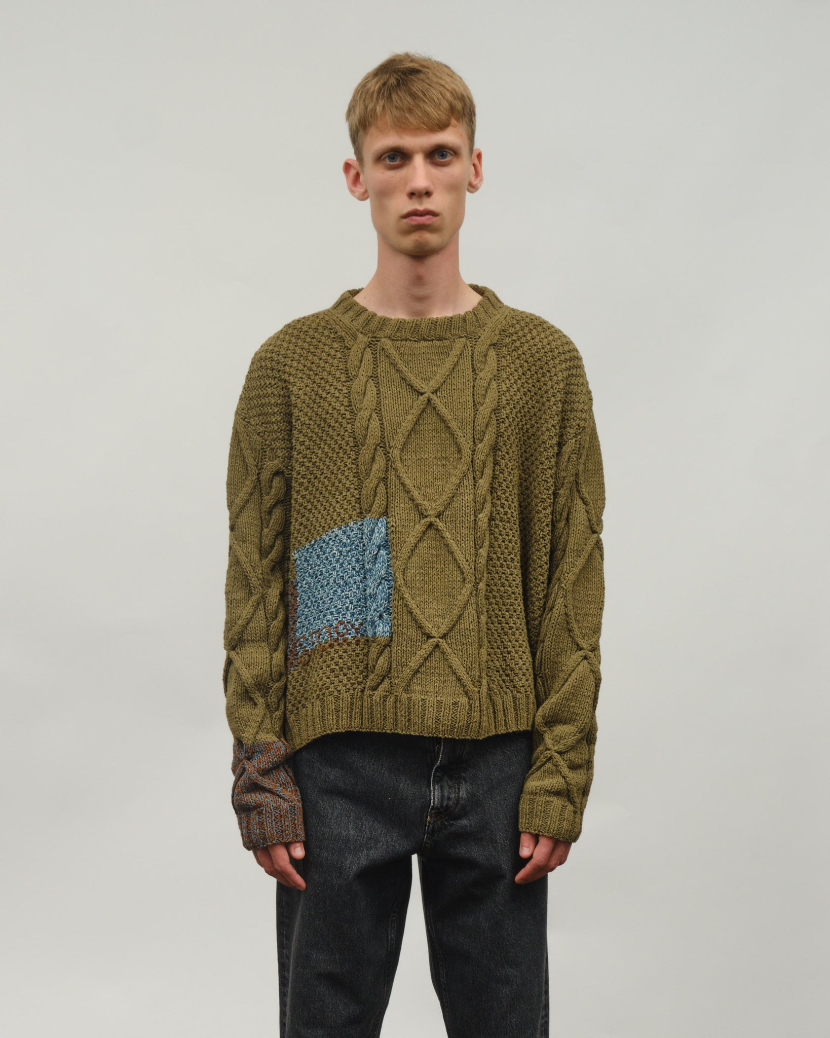 Cable Jumper - Olive Darn Knit