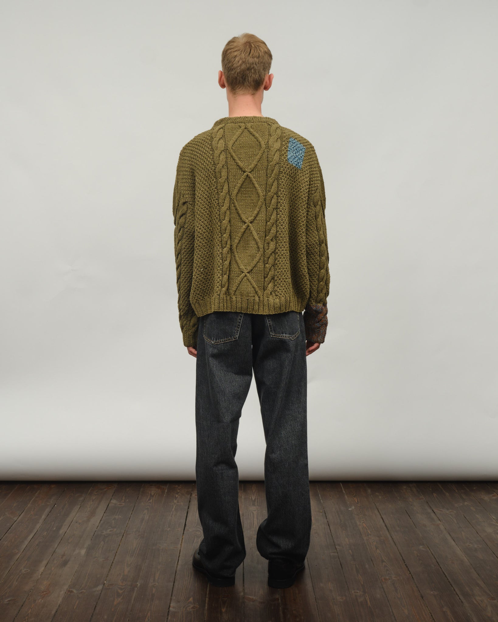 Cable Jumper - Olive Darn Knit