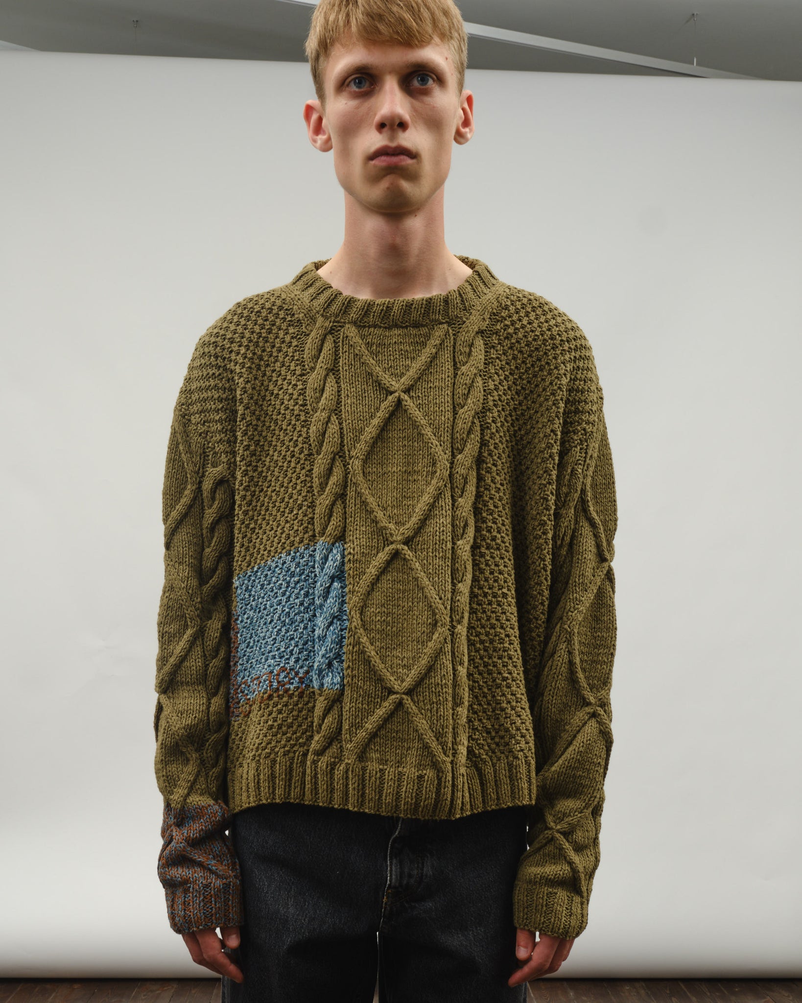 Cable Jumper - Olive Darn Knit