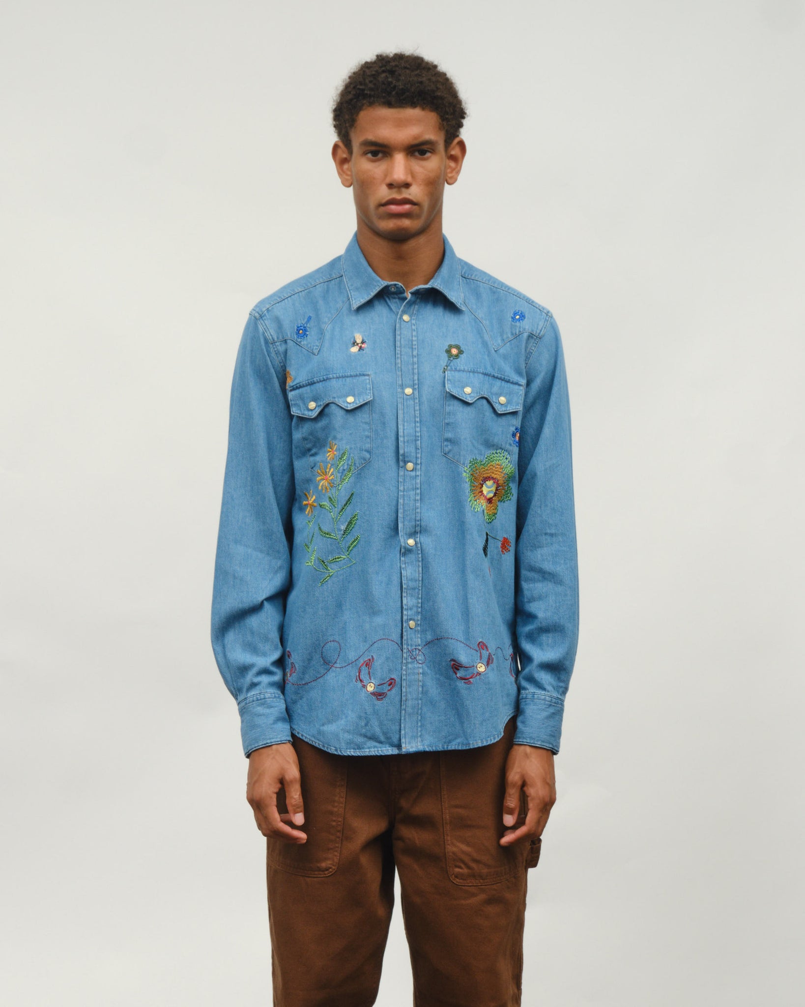 Floral Western shirt - Denim