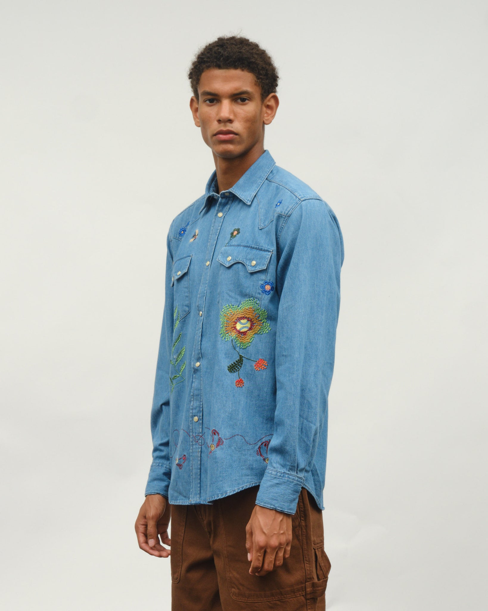 Floral Western shirt - Denim