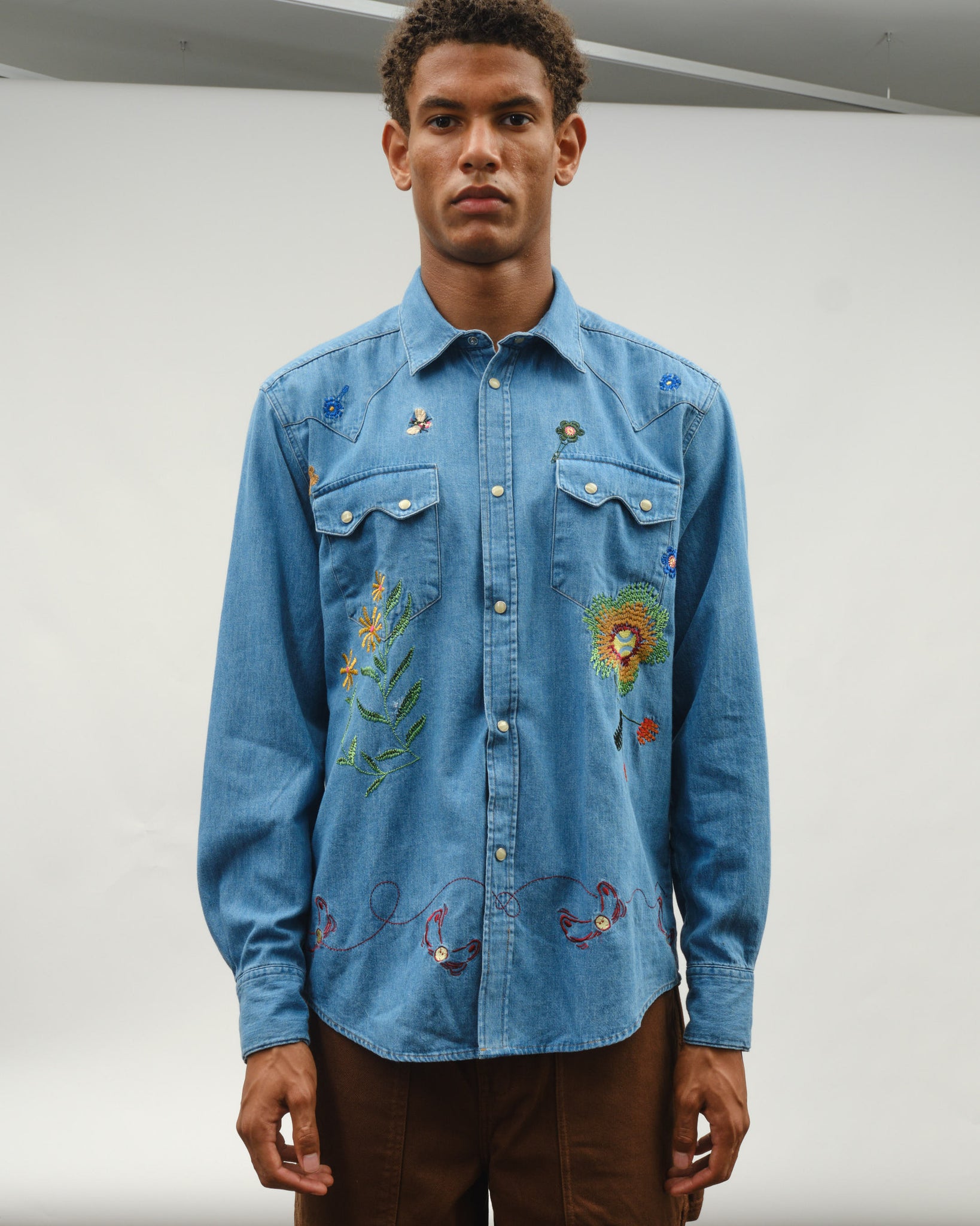 Floral Western shirt - Denim