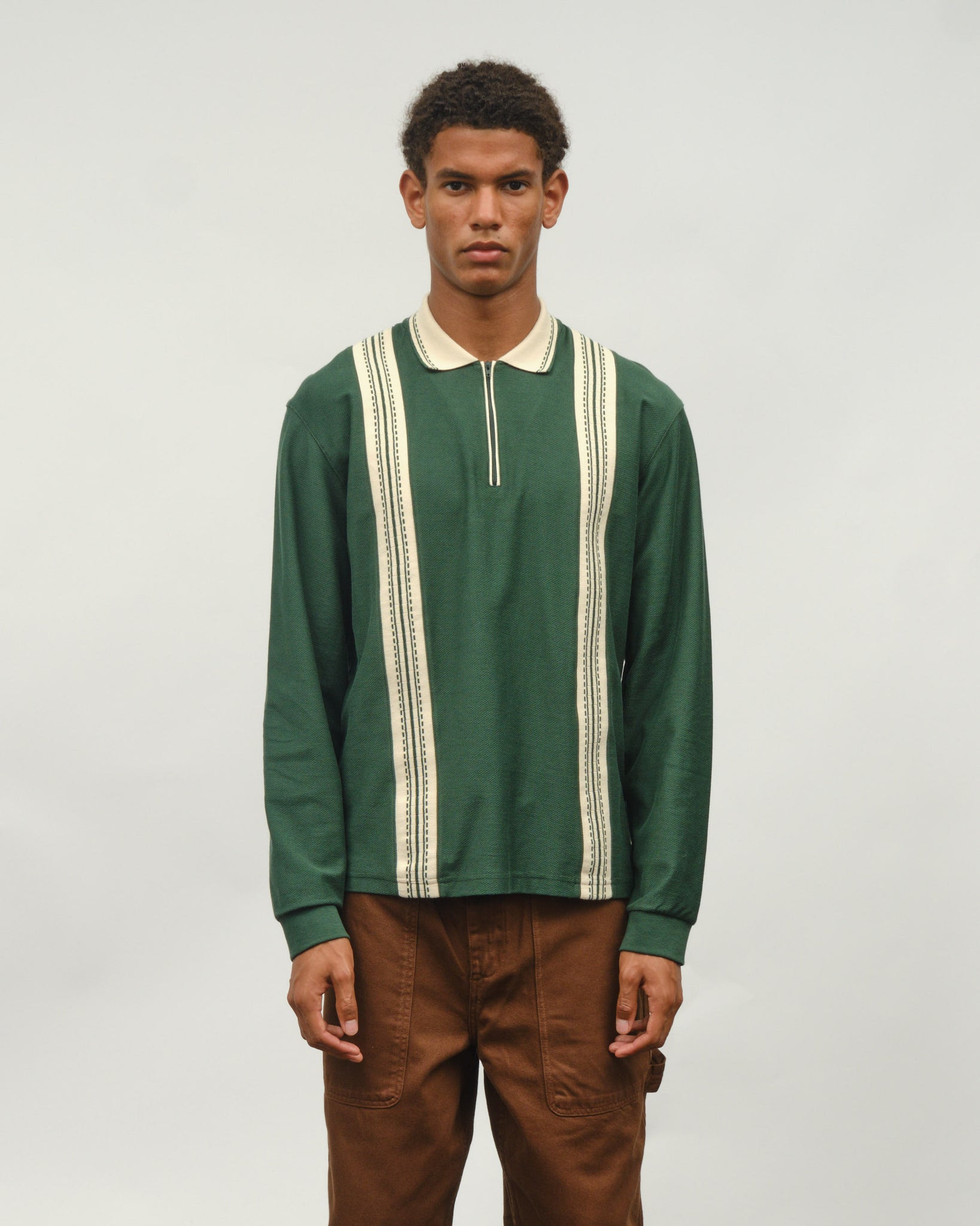 Rio LS Zip Polo - Dark Green