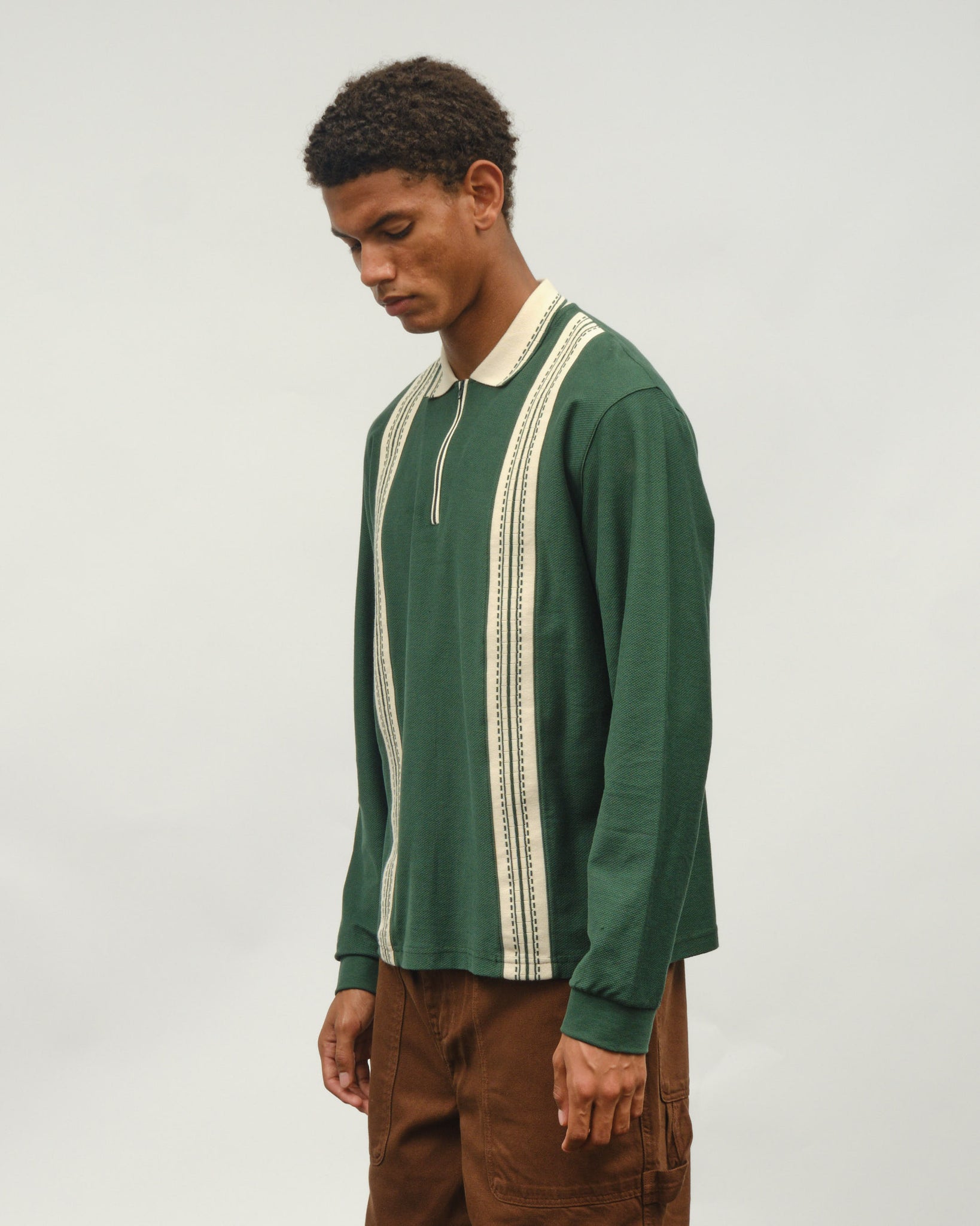 Rio LS Zip Polo - Dark Green