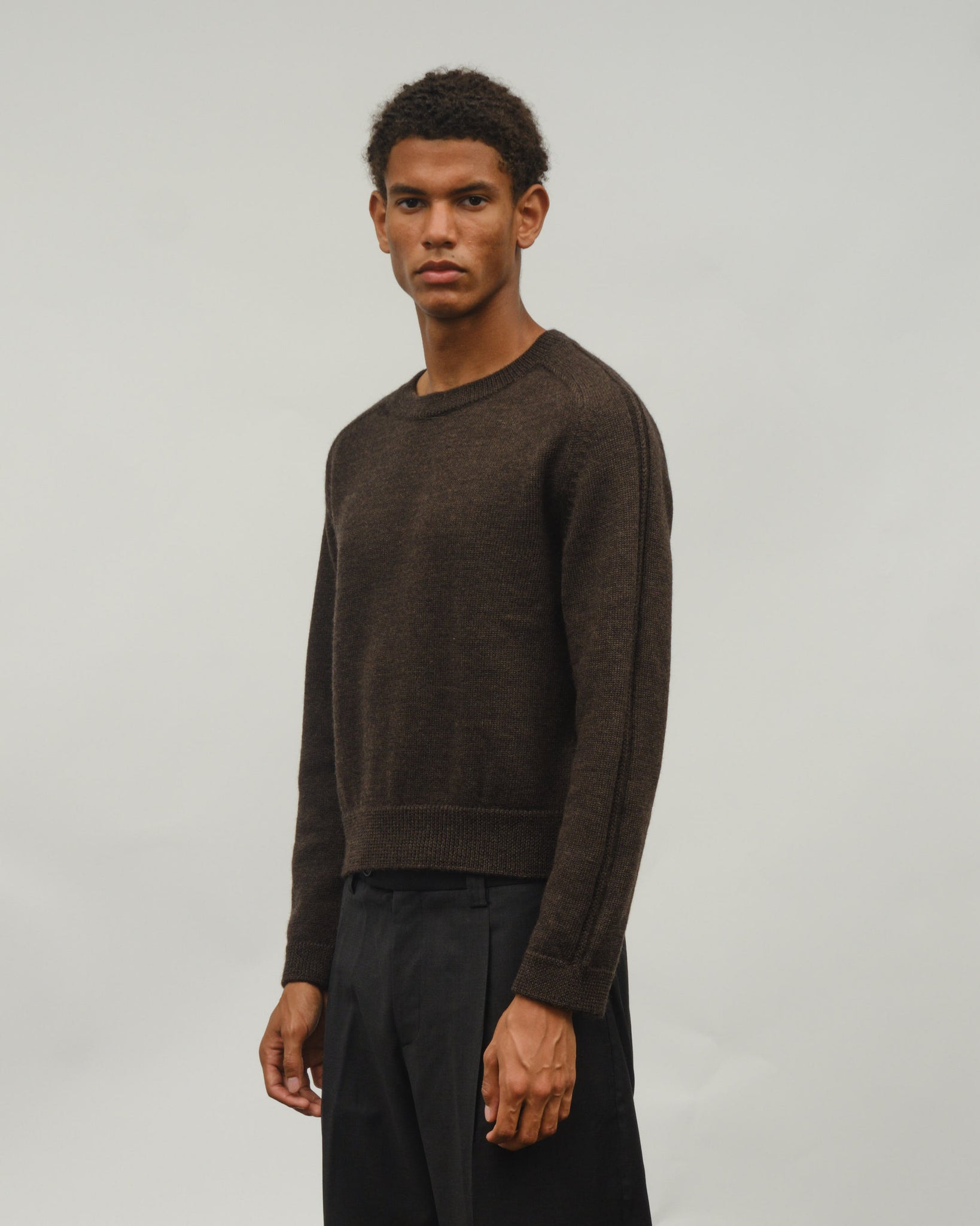 True Roundneck - University Brown Rustic Merino