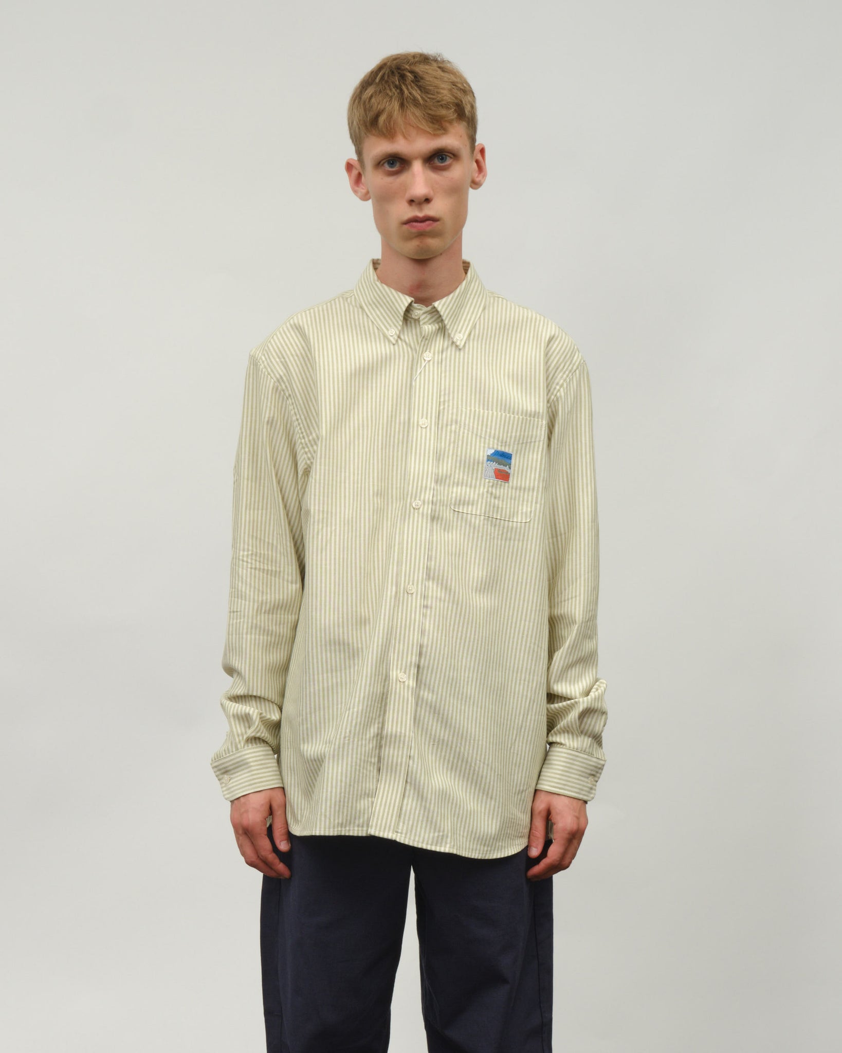 Deuce Oxford Shirt - Olive Stripe