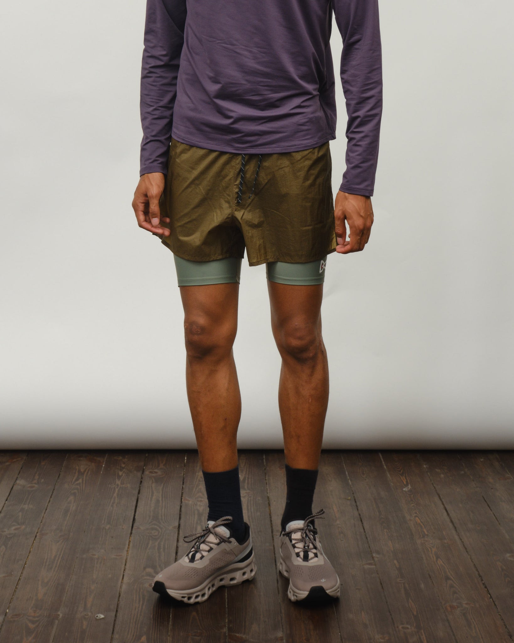 Ripstop Layered Trail Shorts - Olive