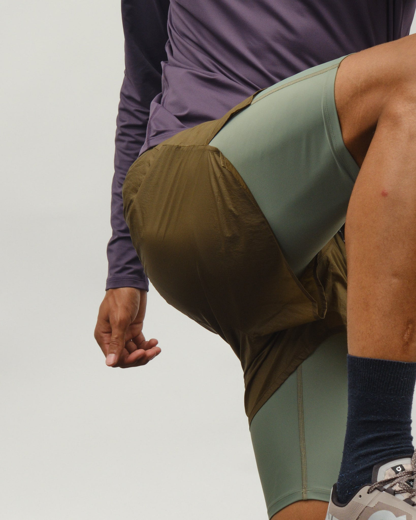 Ripstop Layered Trail Shorts - Olive