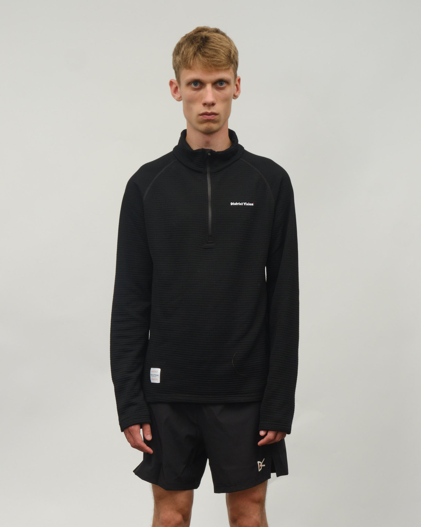 Half-Zip Merino Grid Fleece - Black