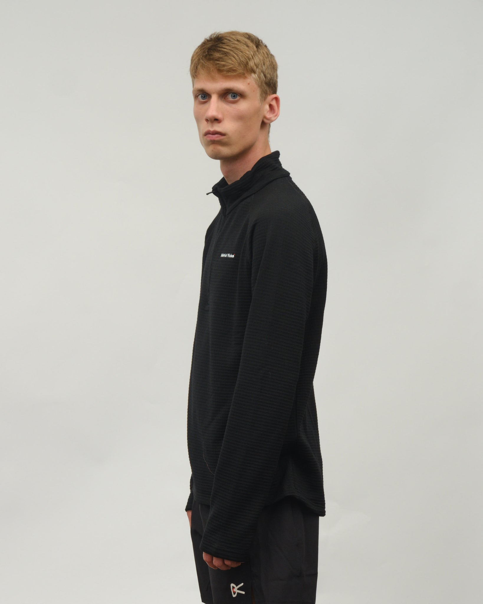 Half-Zip Merino Grid Fleece - Black