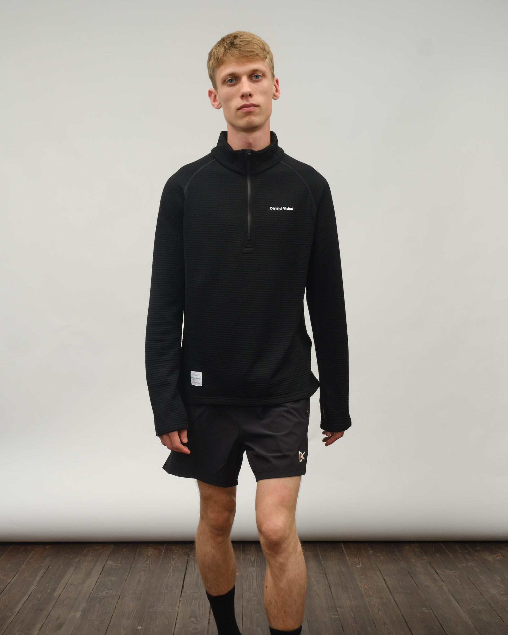 Half-Zip Merino Grid Fleece - Black