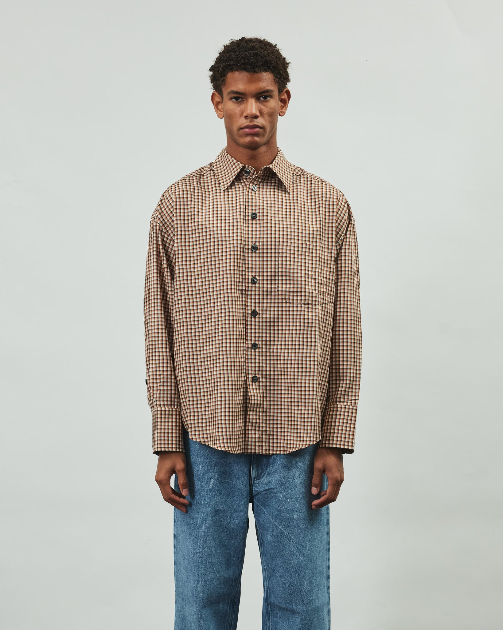 Bat Fit Shirt - Check Brown