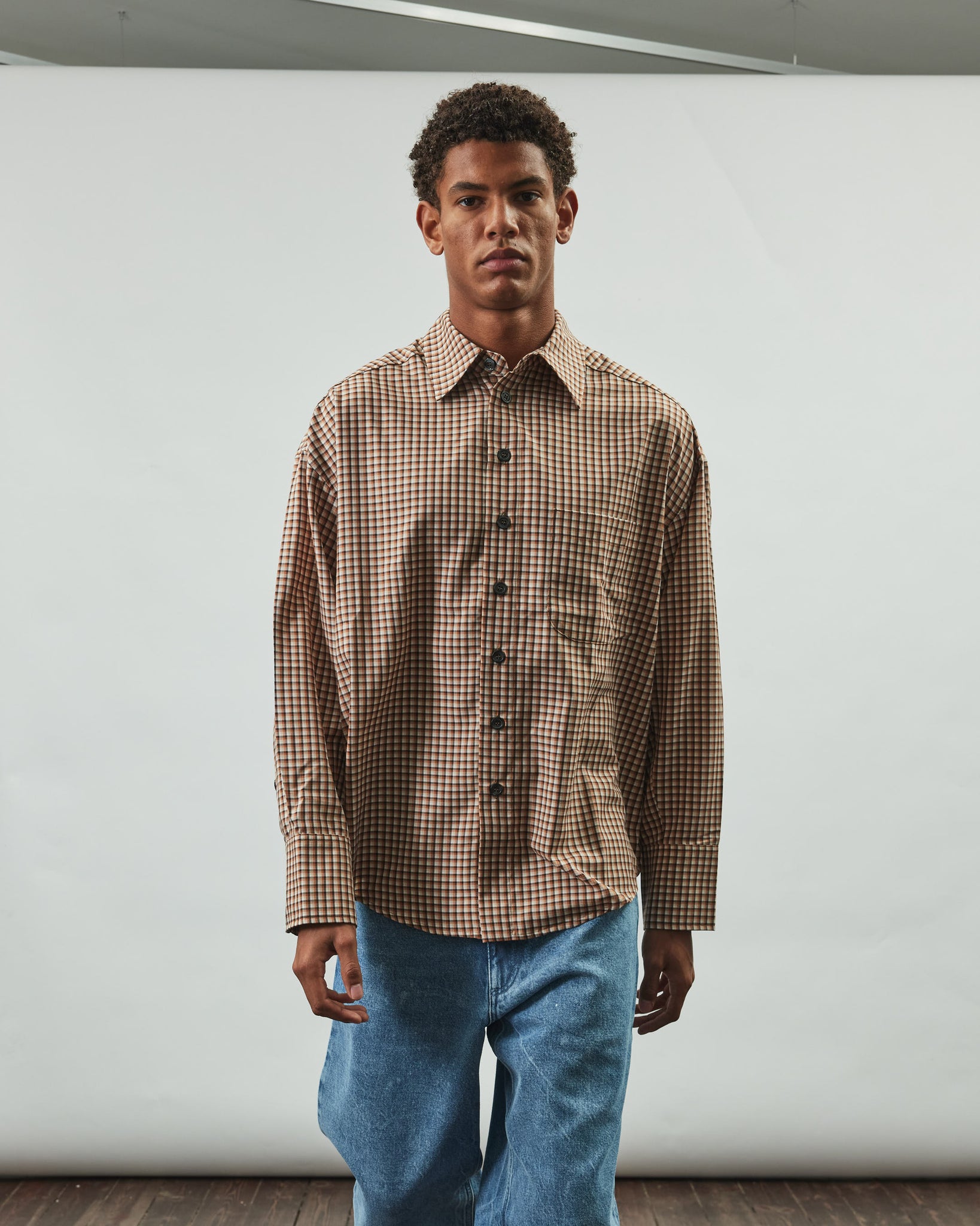 Bat Fit Shirt - Check Brown