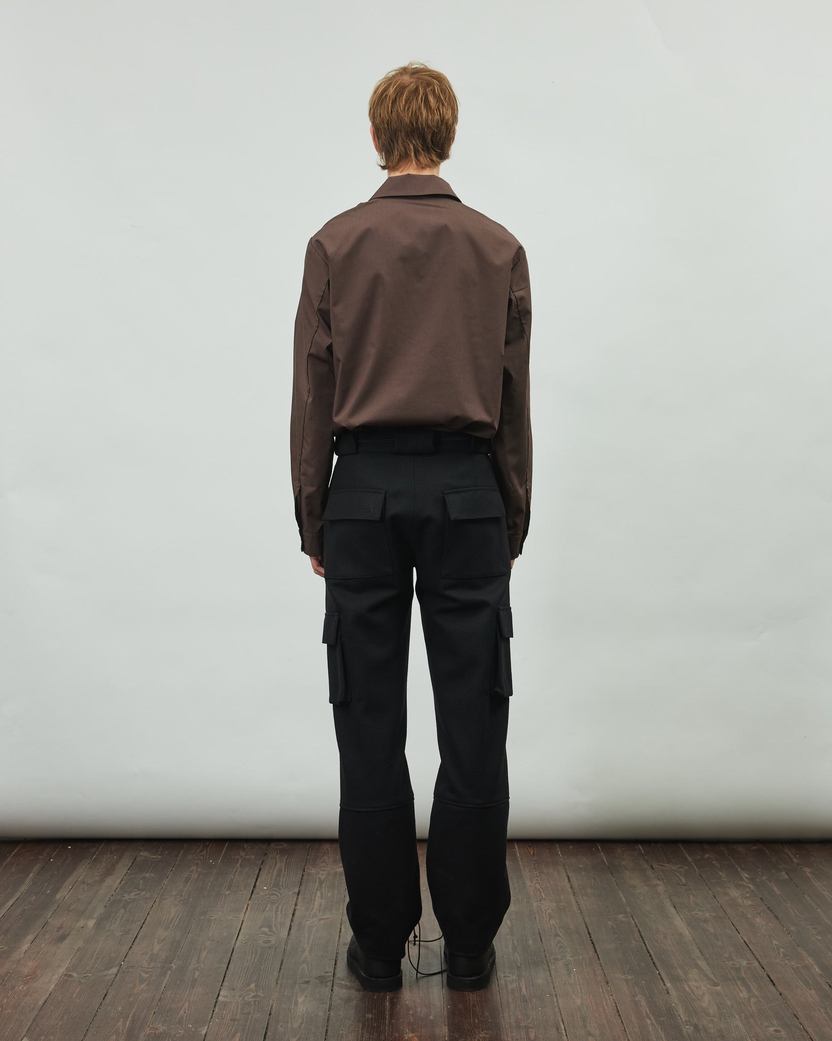 Wool Cloth Cargo Pants - Black