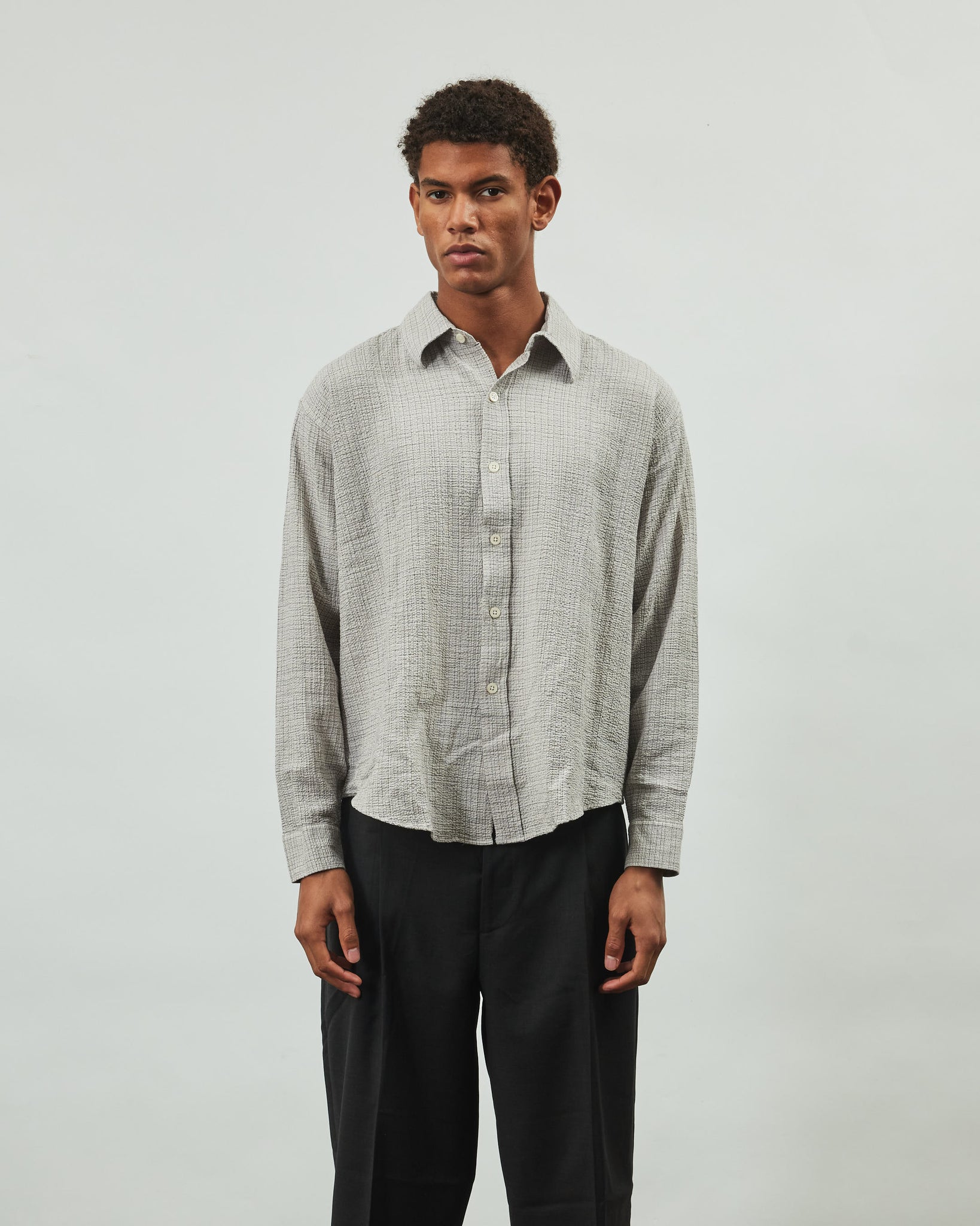 Vacation Shirt - Grey Check Seersucker