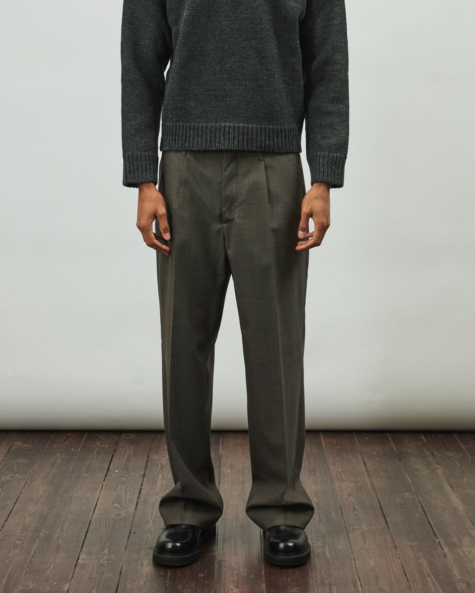 Borrowed Chino - Grey Atom Check Wool