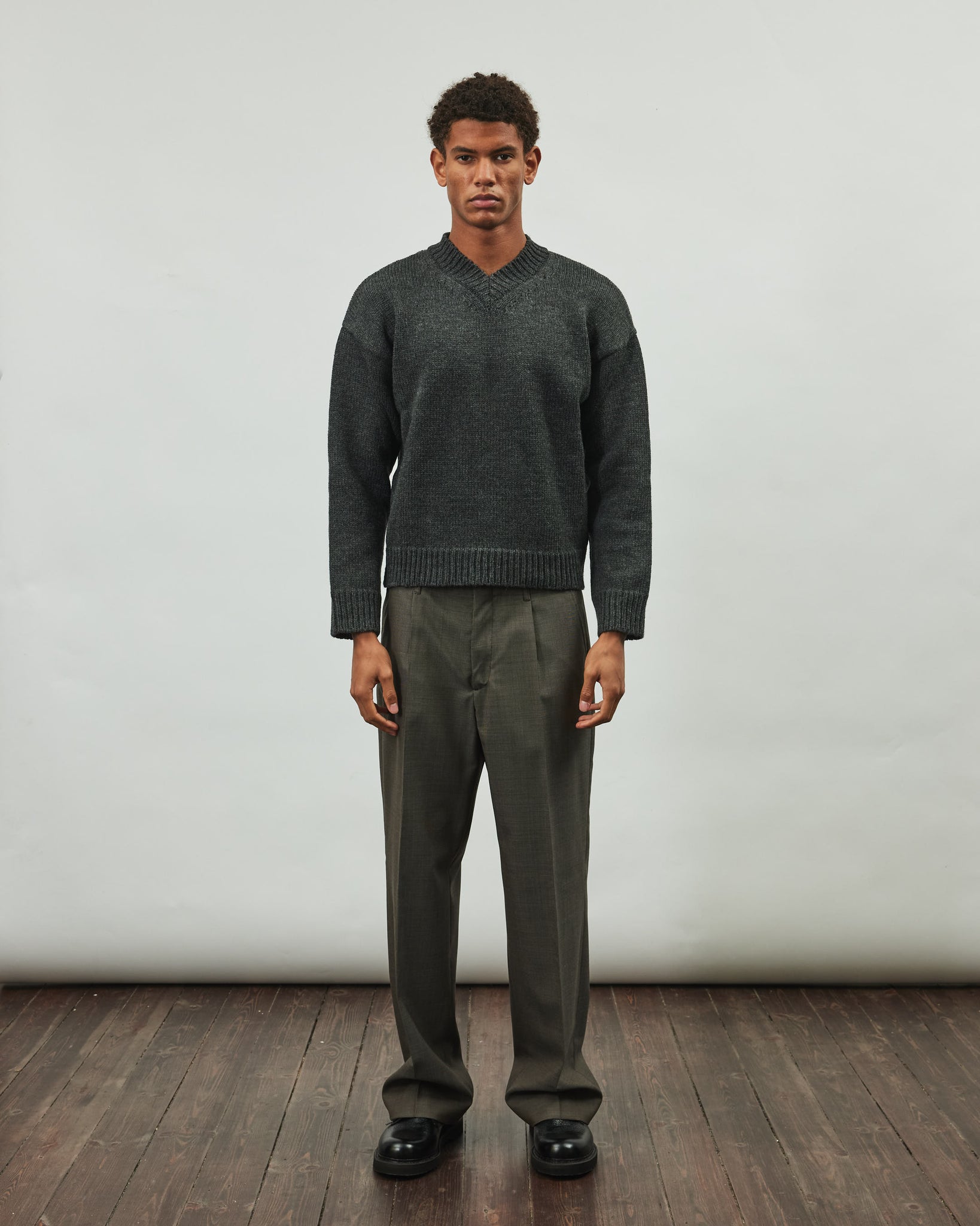 Borrowed Chino - Grey Atom Check Wool