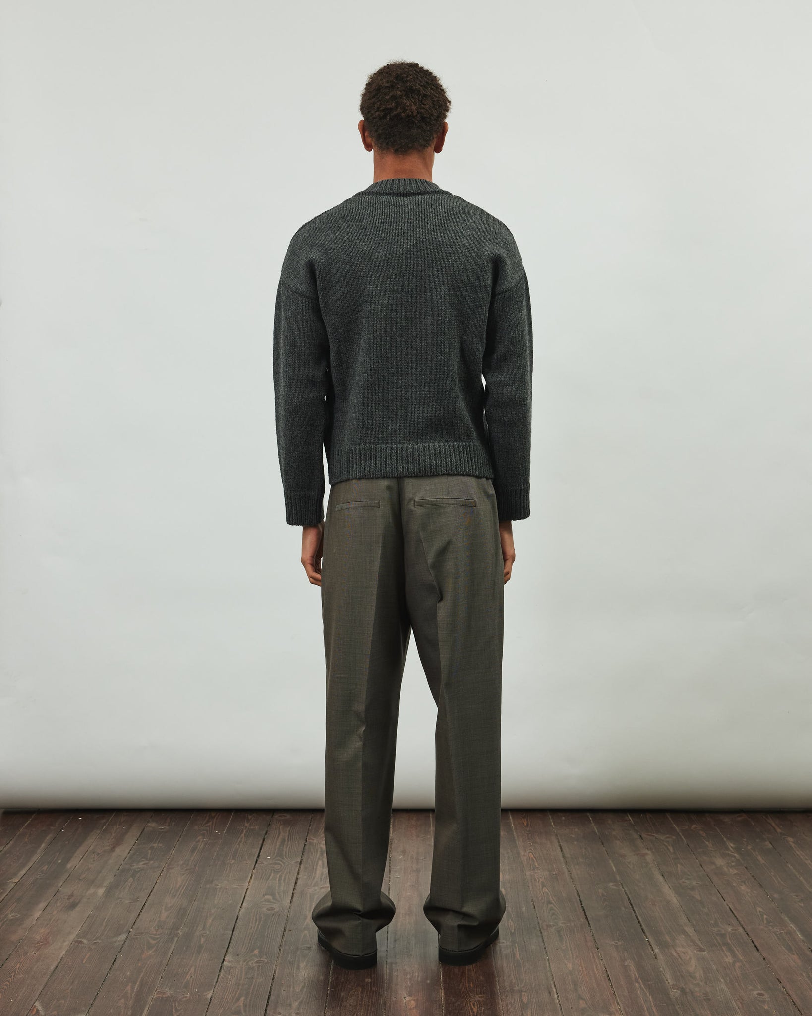 Borrowed Chino - Grey Atom Check Wool