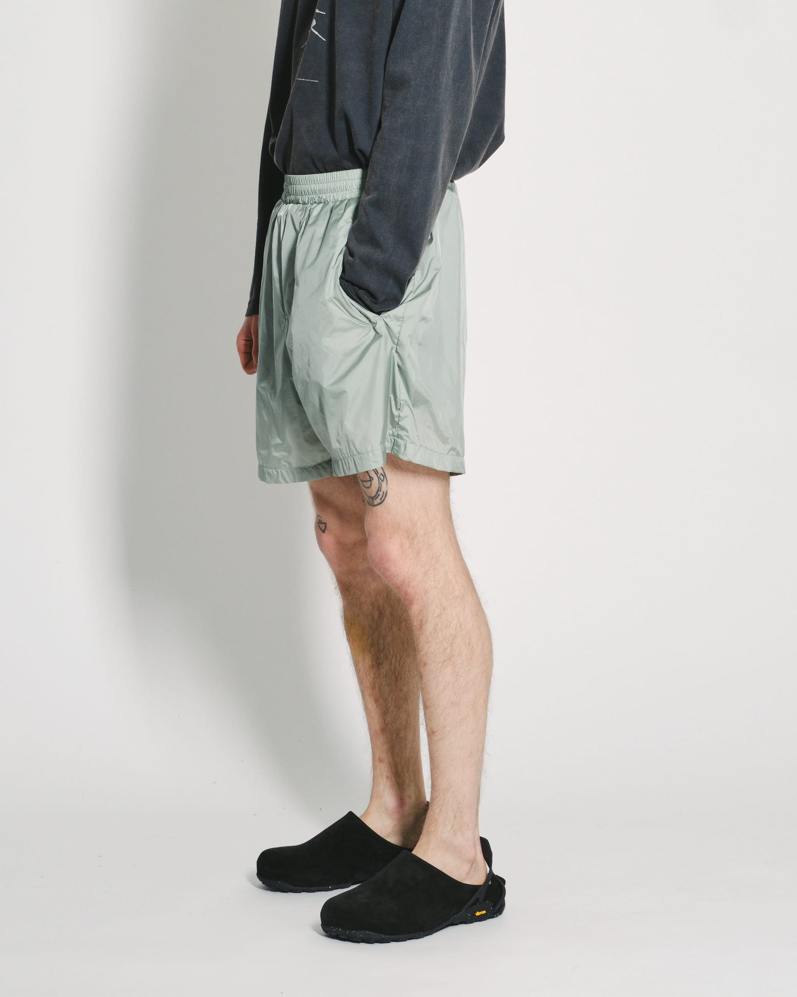 Glossy Nylon Banding Shorts - Mint