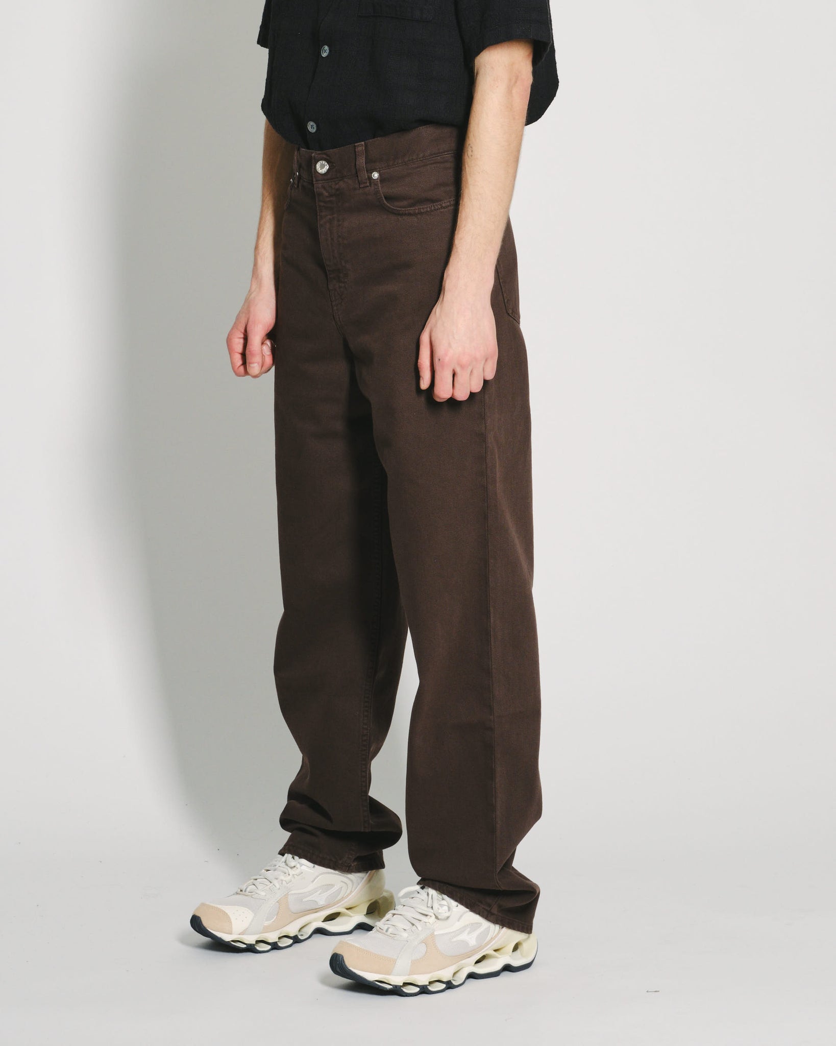 Wide Cut Jeans - Washed Brown