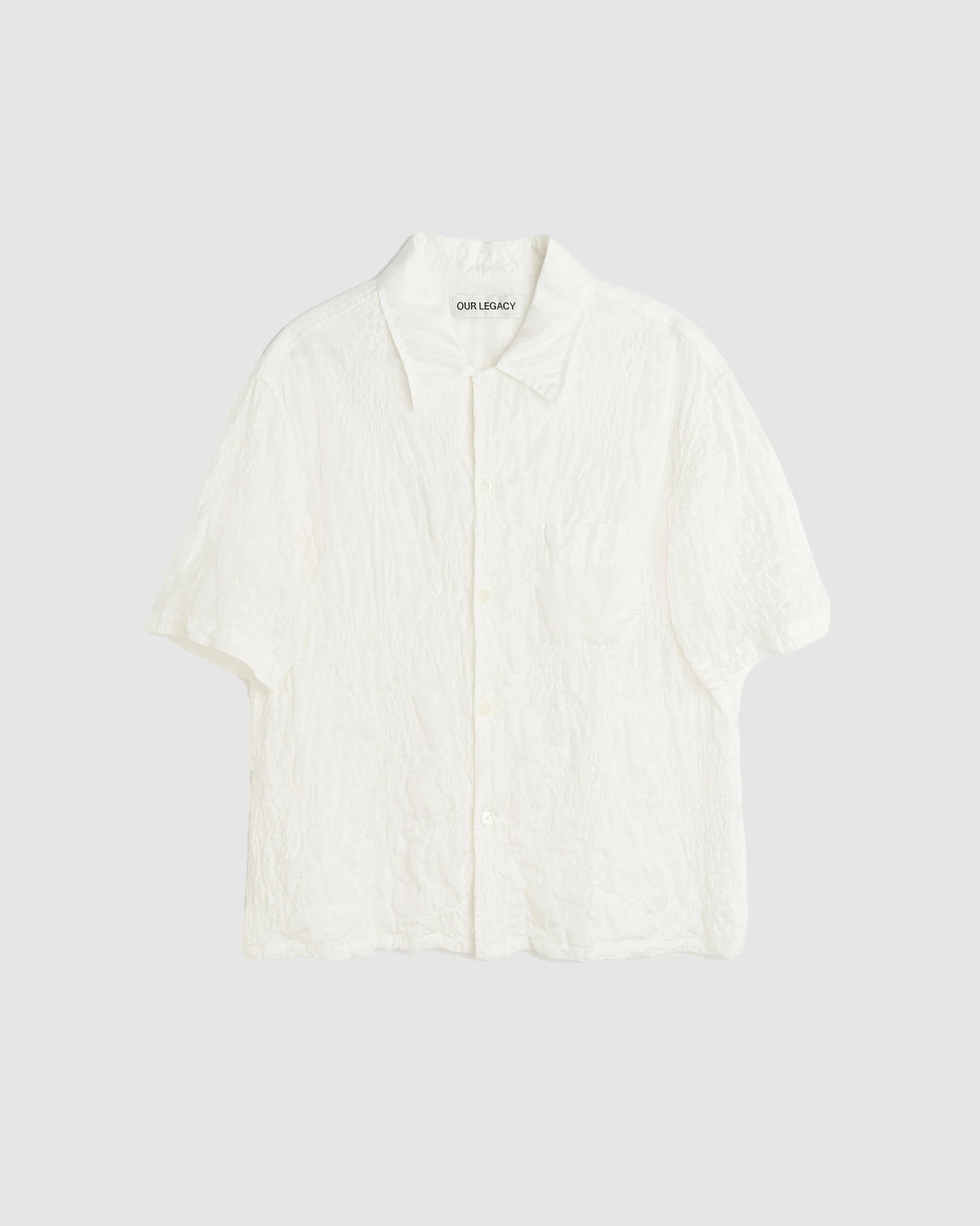 Heusen Shirt Shortsleeve - White Flower Embroidery