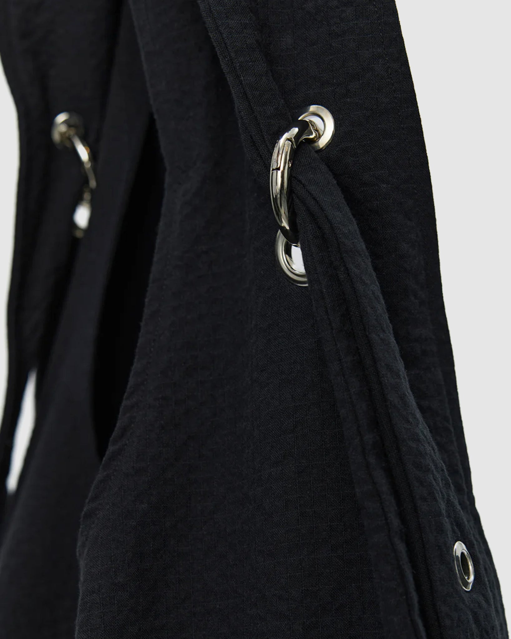 Eyelet Shoulder Bag - Black Seersucker