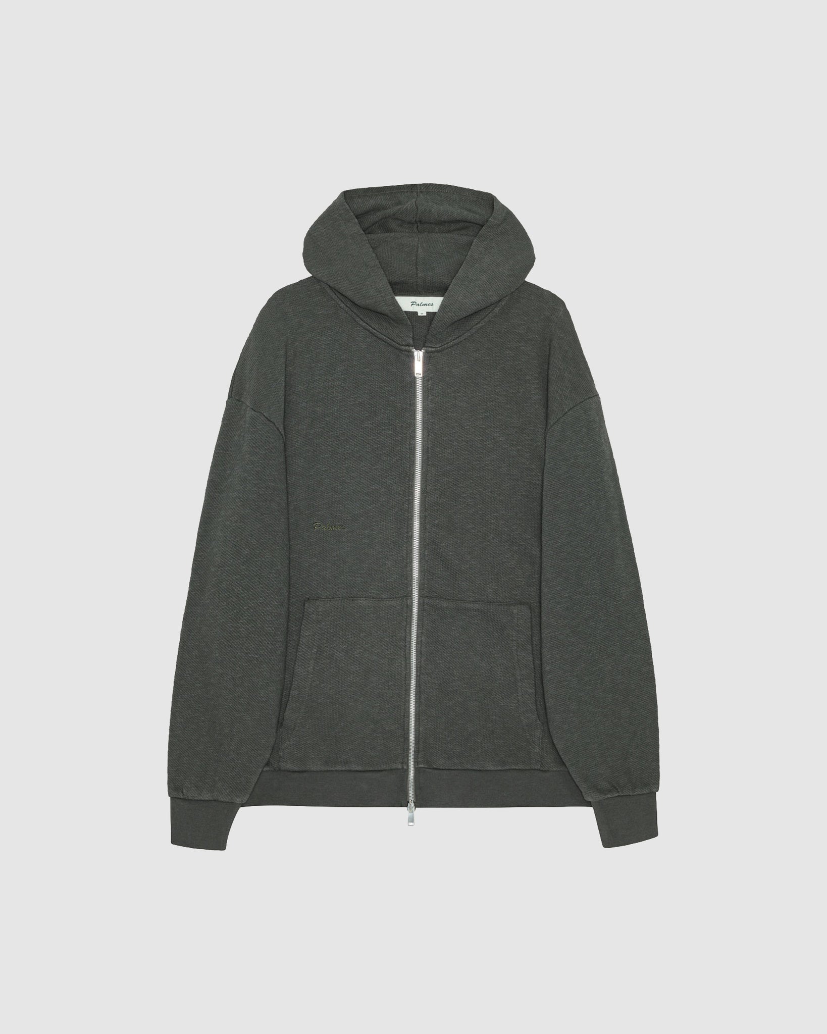 Waffle Zip Hooded Sweatshirt - Charcoal