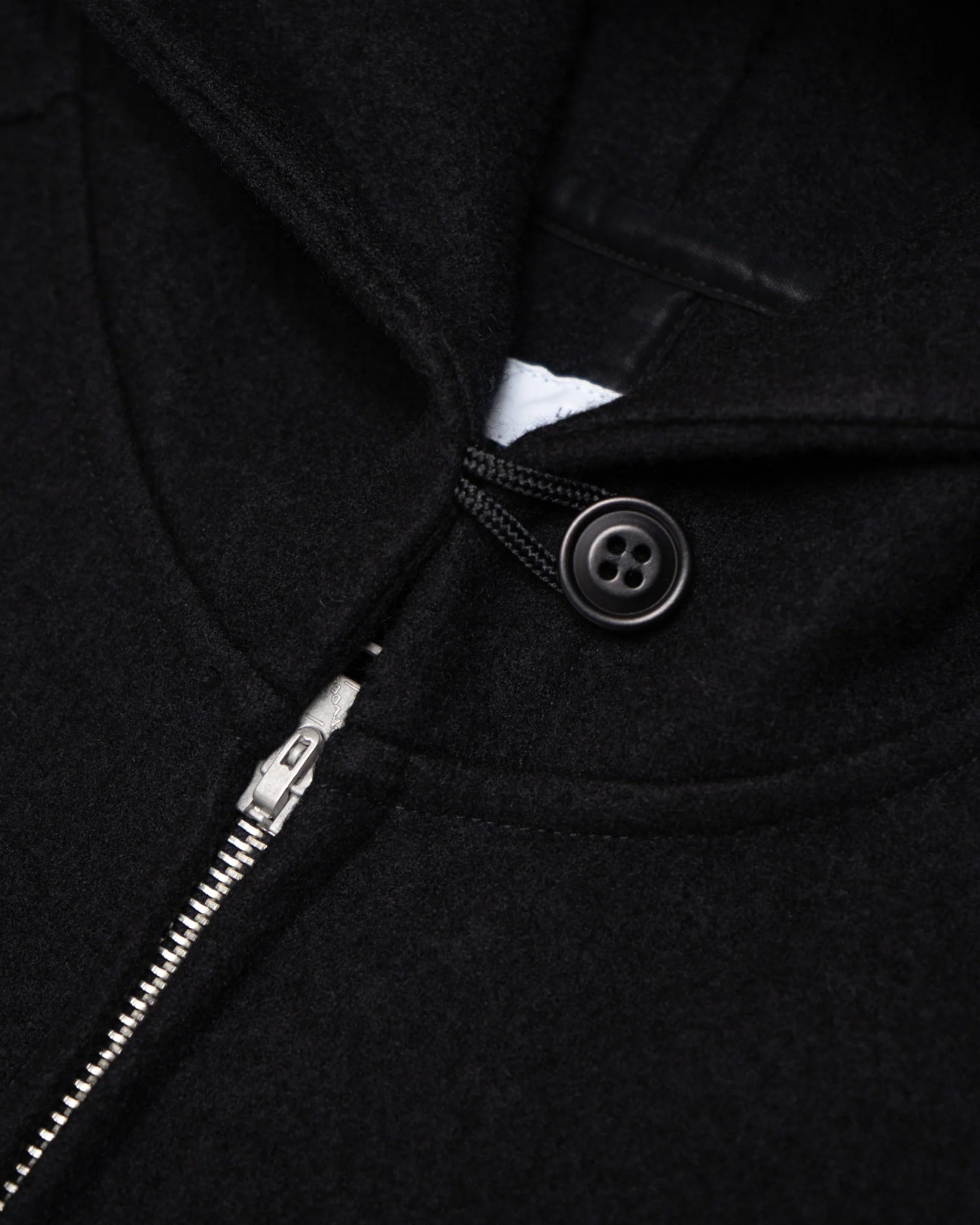 Wool Zip Hoodie - Black