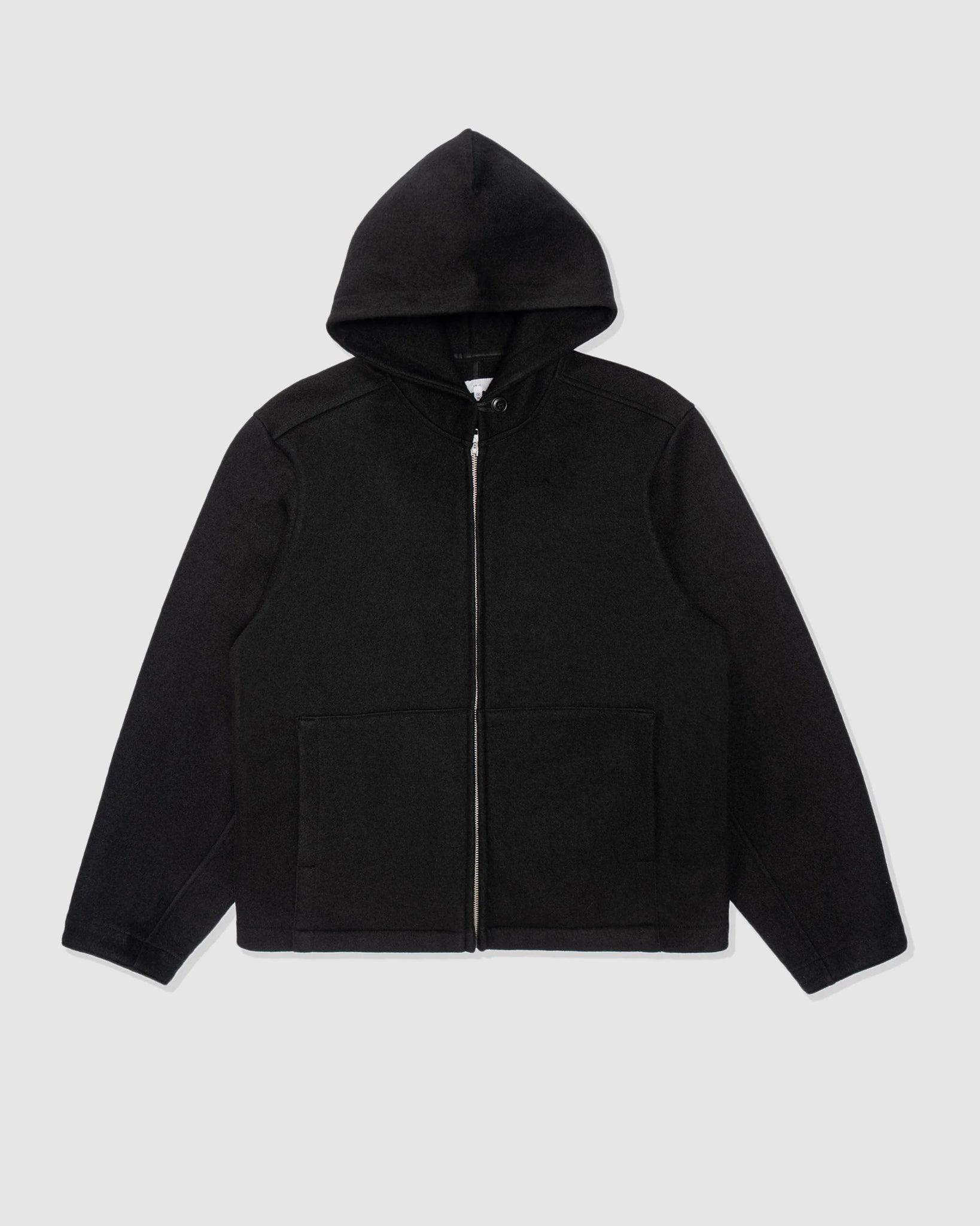 Wool Zip Hoodie - Black