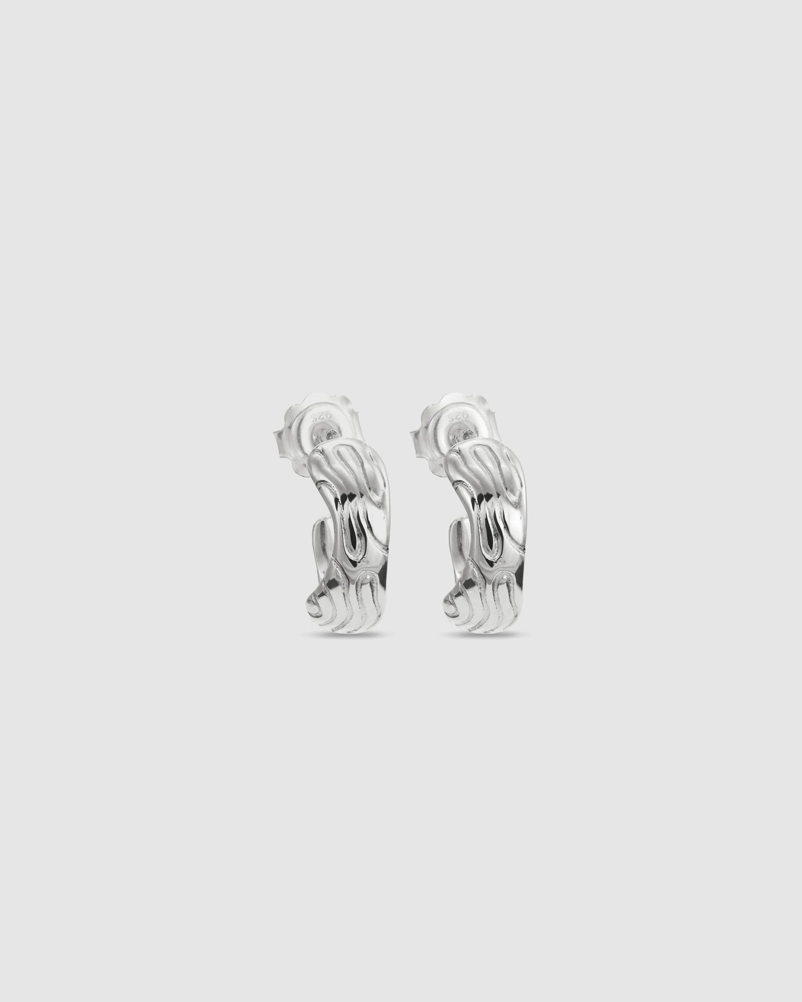 Globe Mini Hoop Earring (Pair) - Silver
