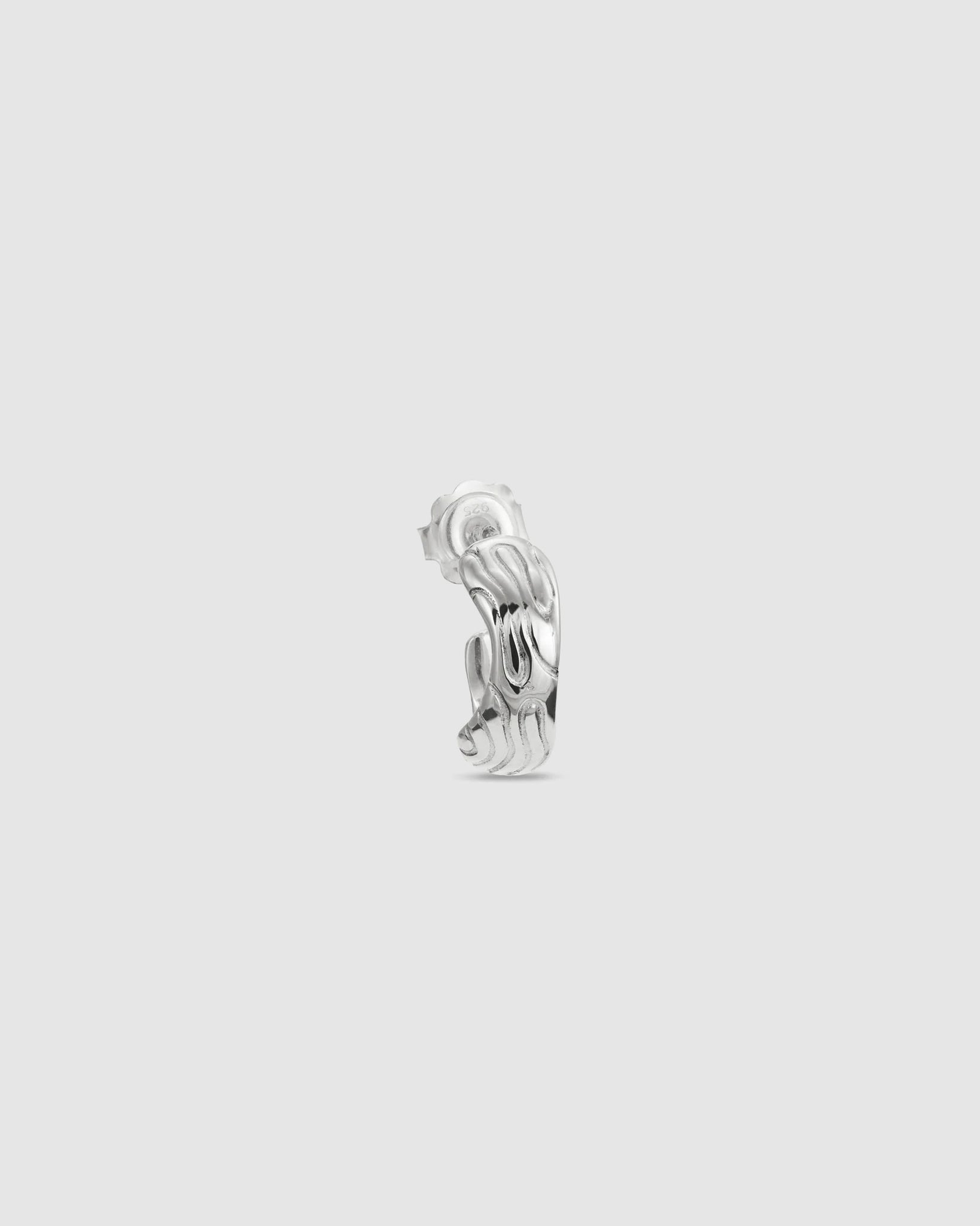 Globe Mini Hoop Earring (Single) - Silver
