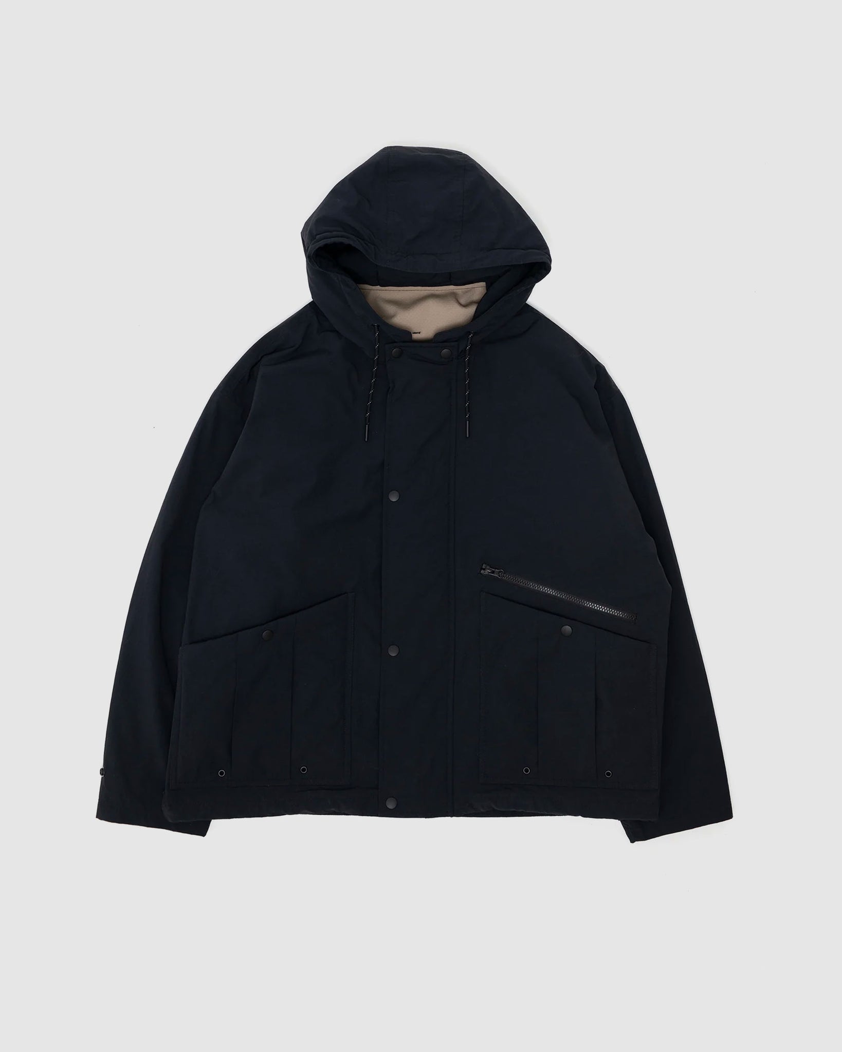 Nylon Weather Cloth Hooded Jacket - Black