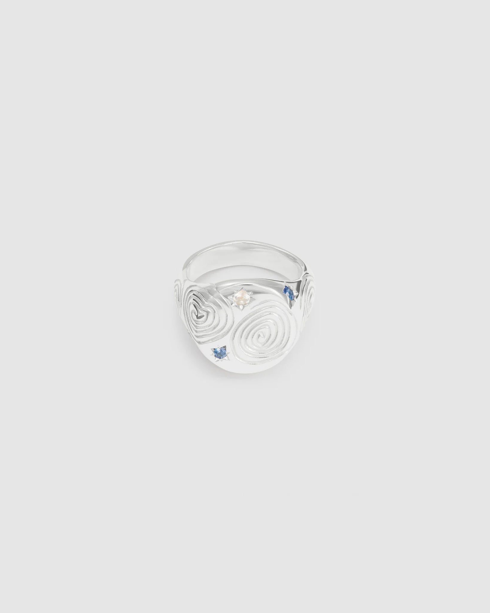 River Sapphire Signet Ring - Silver