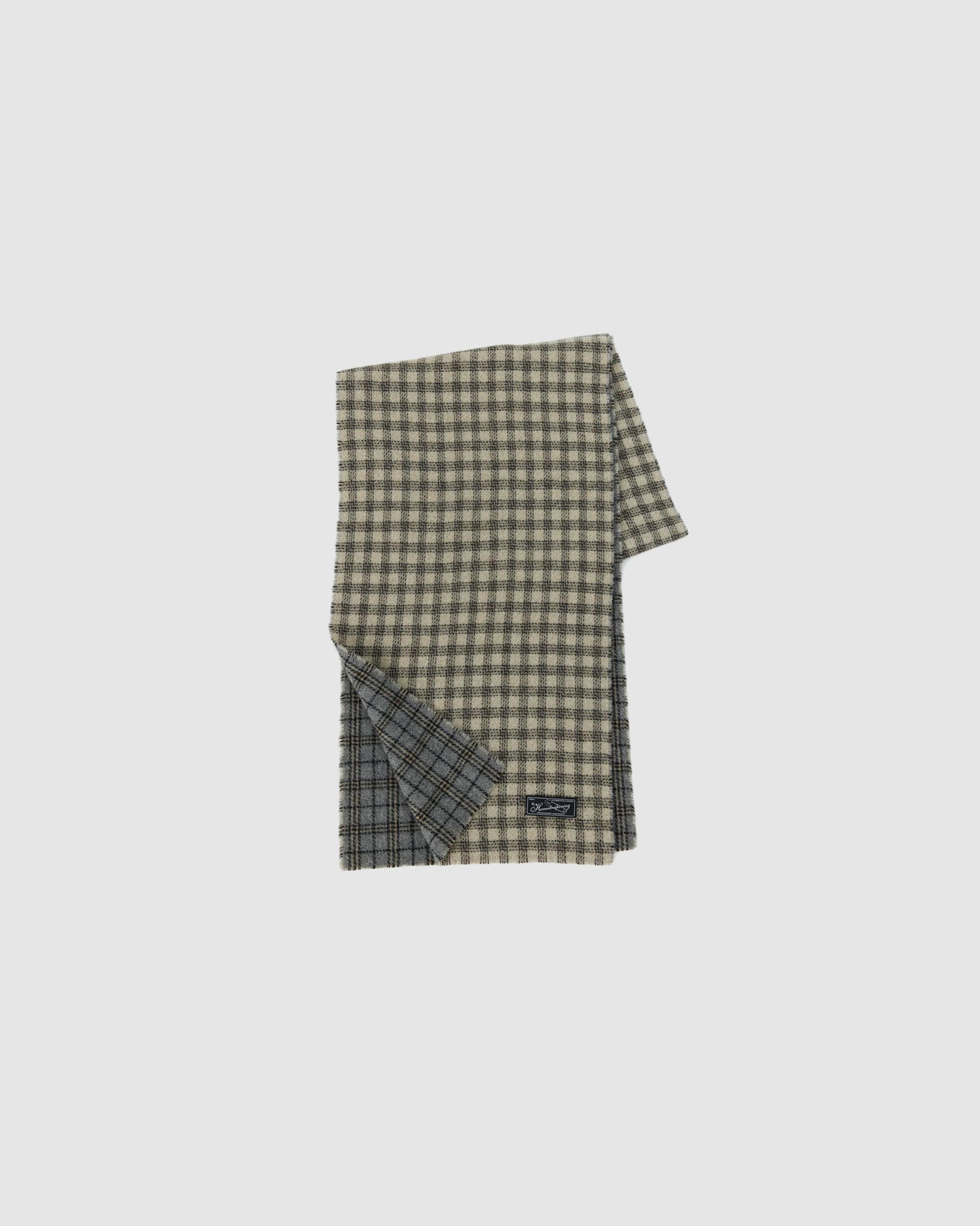 Wool Scarf - Grey Double Faced Check
