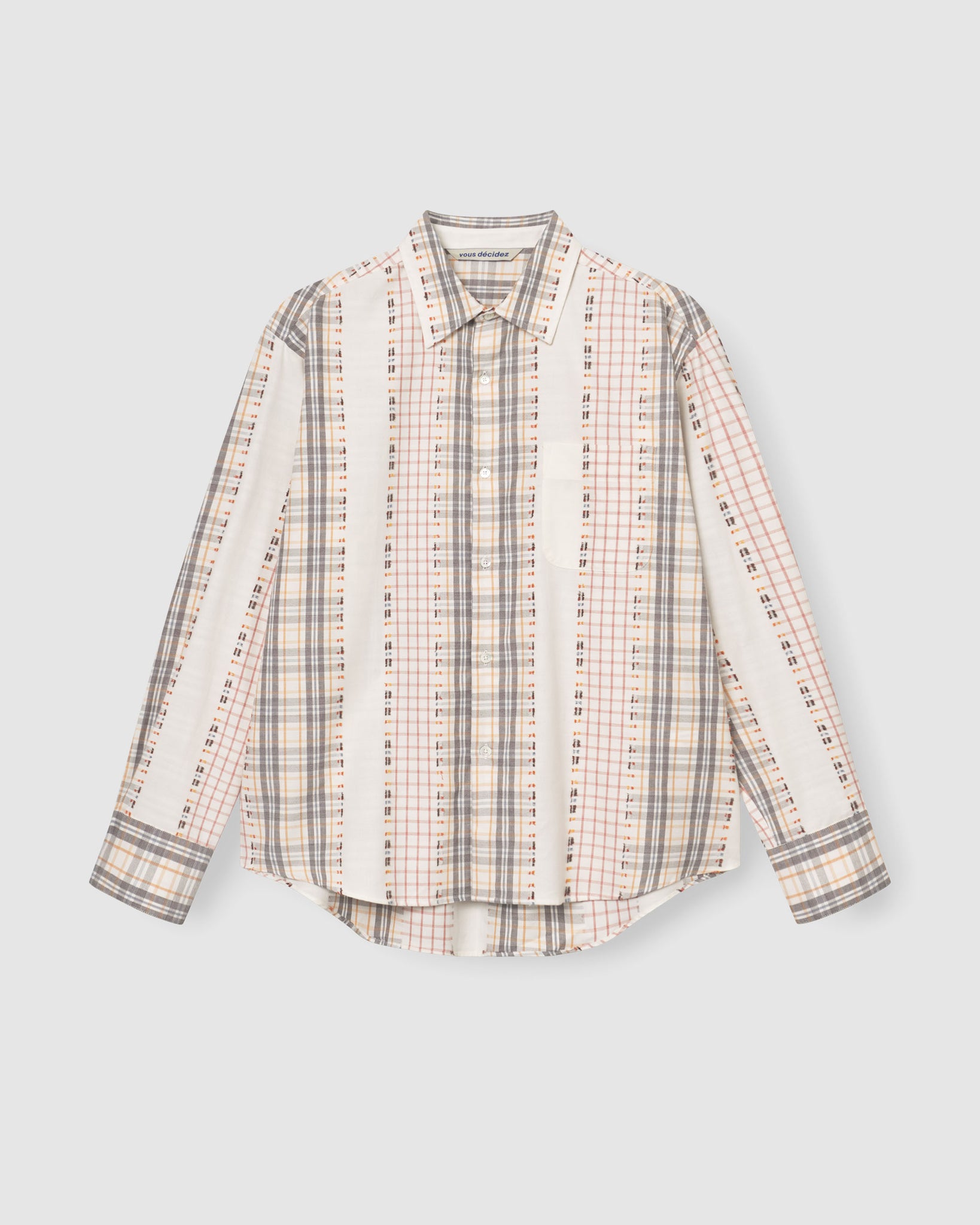 Made Shirt - Cream/Orange/Grey Frayed Check