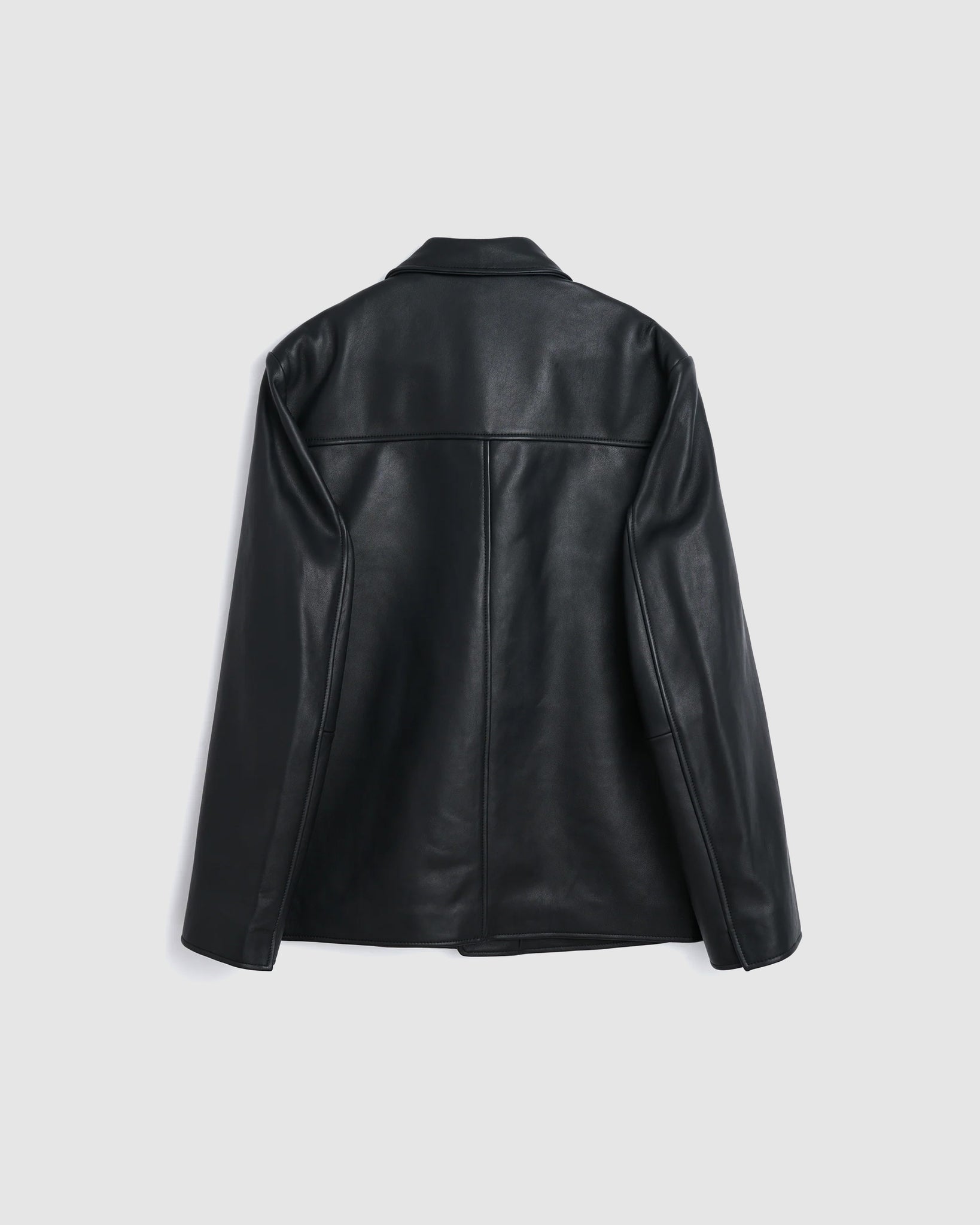 Short Leather Blazer - Black